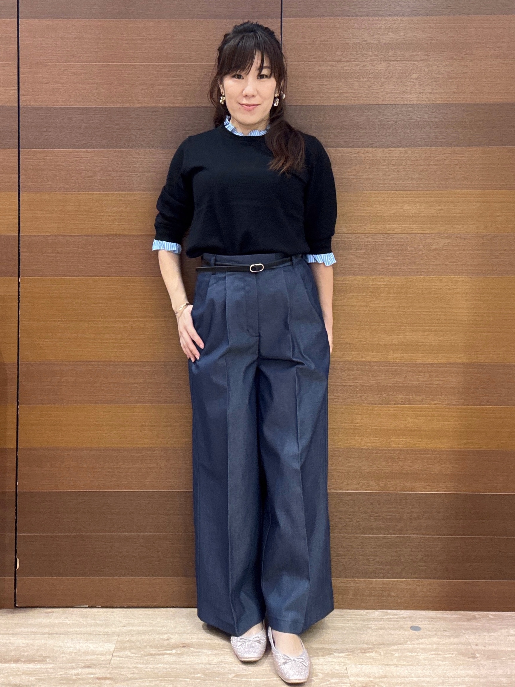 maichiさんの「OPAQUE.CLIP｜【UVケア／遮熱性】フリルドッキングニット《洗濯機OK》」を使ったコーディネート