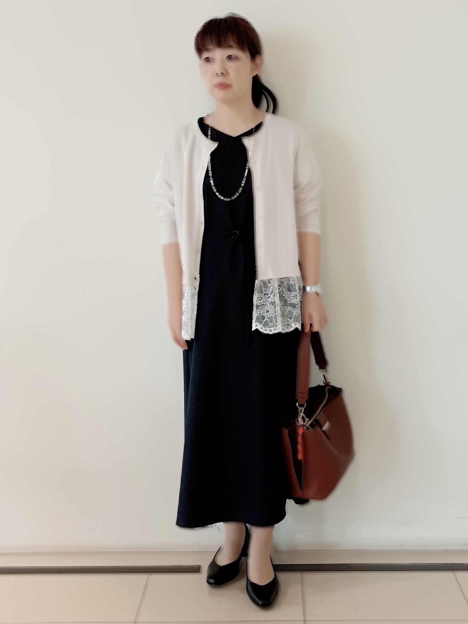 ひーさんの「Reflect｜【手洗い可】レースデザインニットカーディガン」を使ったコーディネート