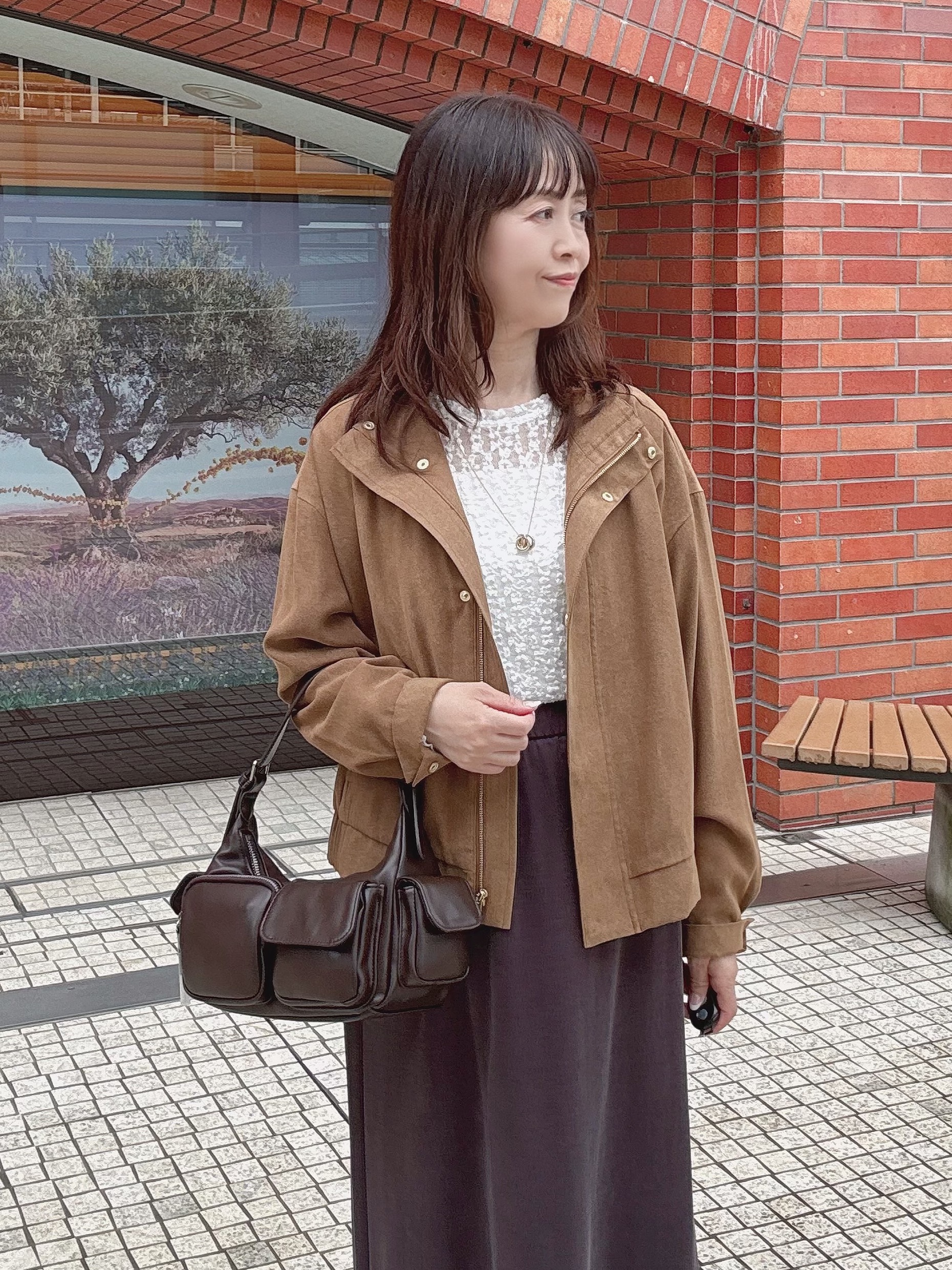 makiさんの「UNTITLED｜【セットアップ可/秋ジャケット】スエードライクブルゾン」を使ったコーディネート