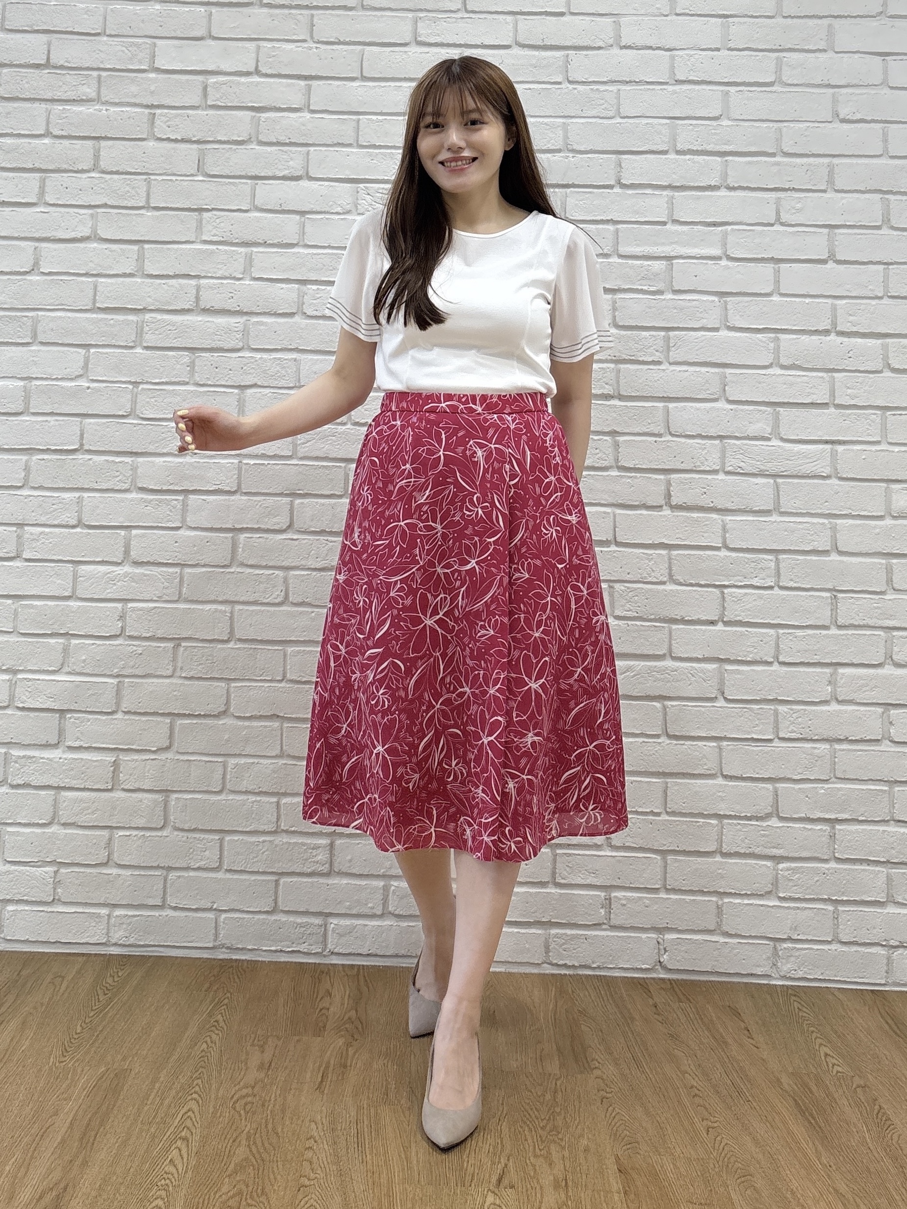 sayaさんの「COUP DE CHANCE｜【手洗可／日本製】フラワースカート」を使ったコーディネート
