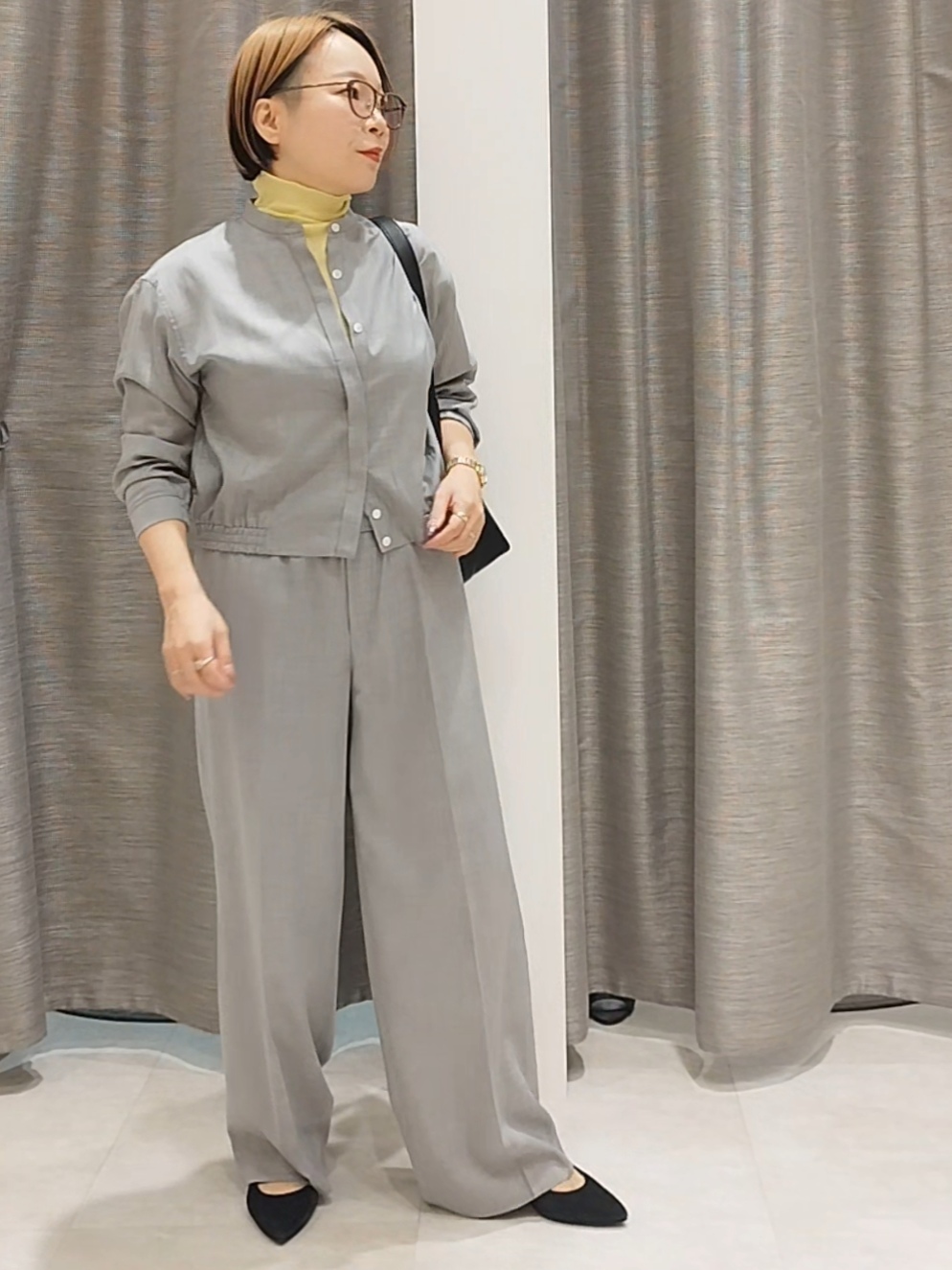 s u g iさんの「UNTITLED｜【セットアップ可/秋羽織り】メランジツイルシャツ」を使ったコーディネート