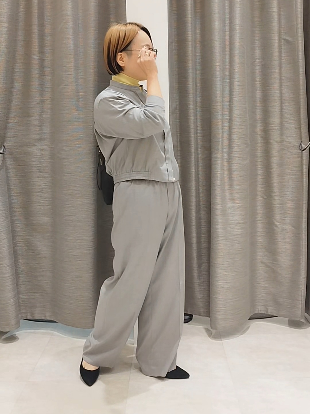 s u g iさんの「UNTITLED｜【セットアップ可/秋羽織り】メランジツイルシャツ」を使ったコーディネート