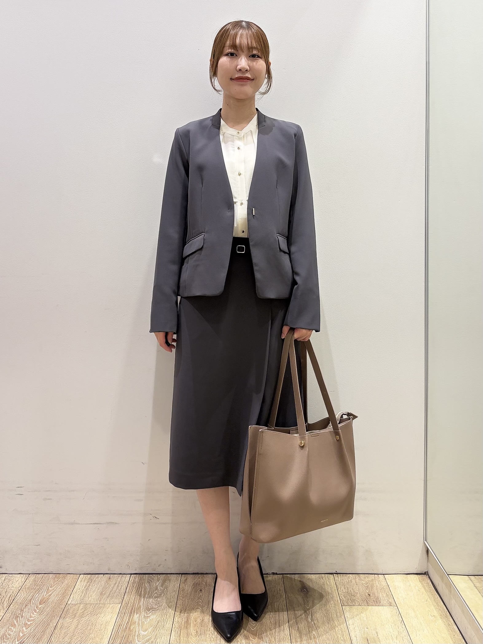 MOMOさんの「index｜【防シワ】セットアップ可 ダブルクロスノーカラージャケット《洗濯機OK／イージーアイロン／ストレッチ」を使ったコーディネート