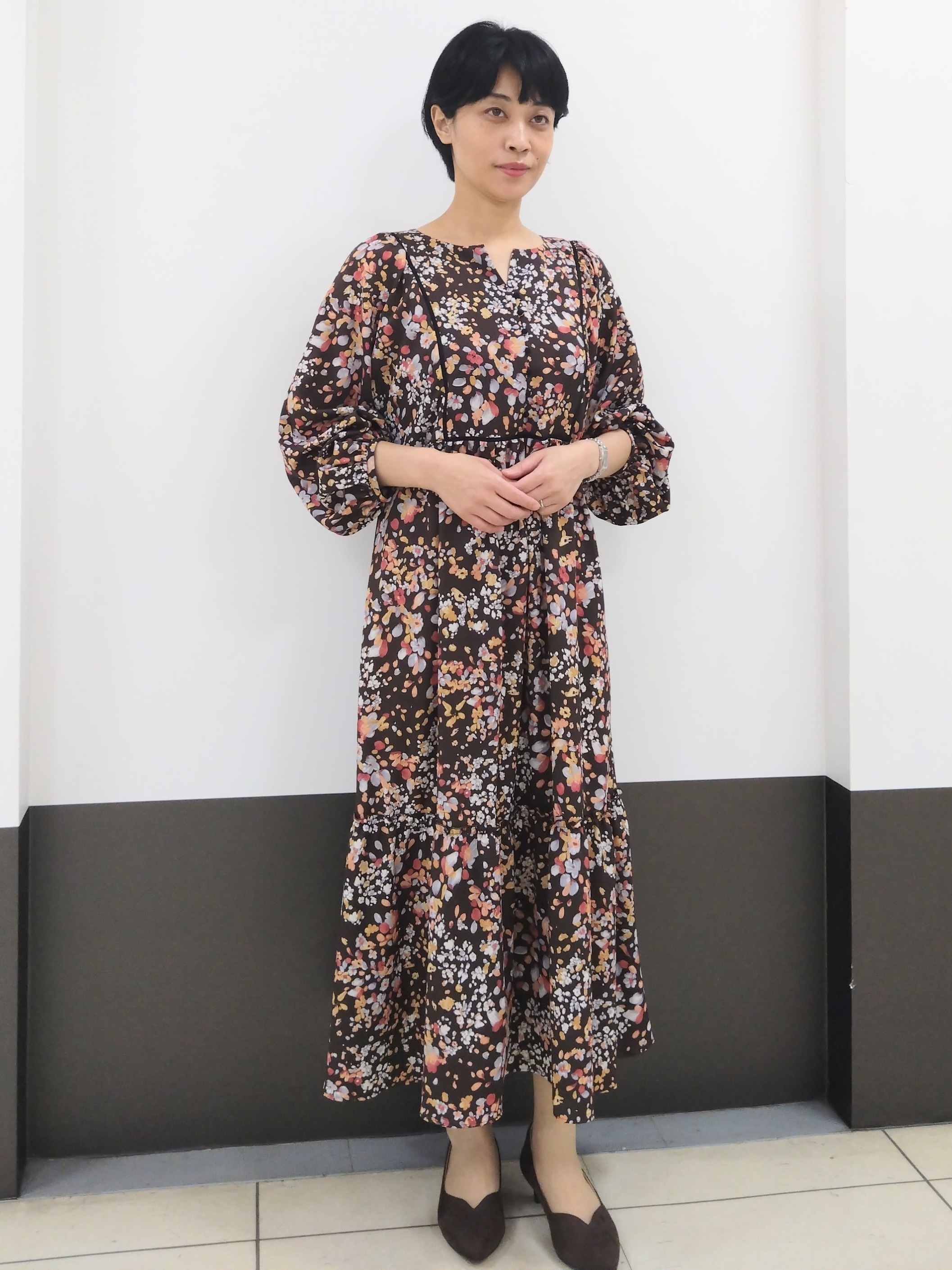 GMさんの「Reflect｜フラワープリント フェミニンワンピース」を使ったコーディネート