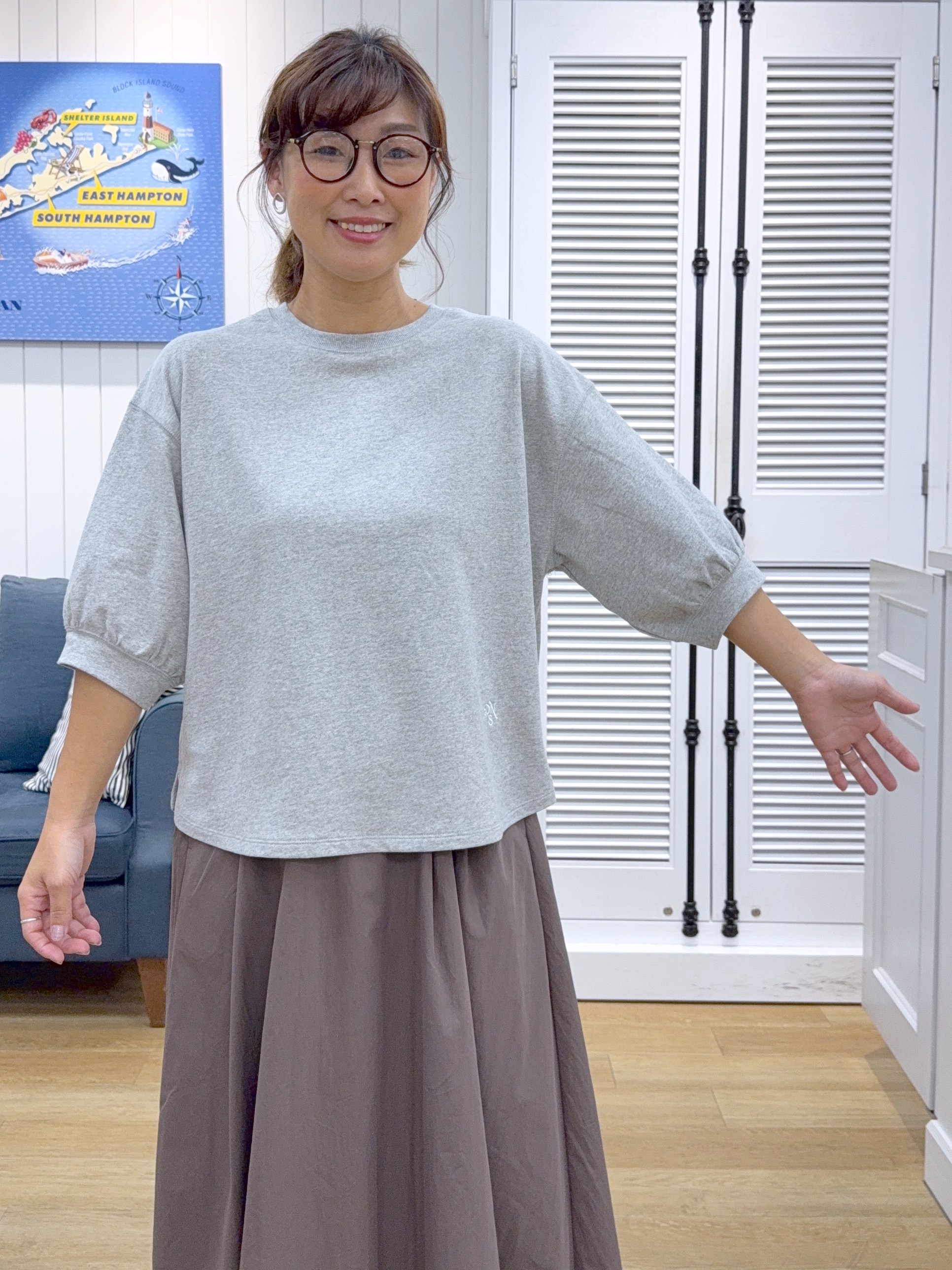 Osawaさんの「Dessin｜バックヘンリーカットソー5分袖」を使ったコーディネート