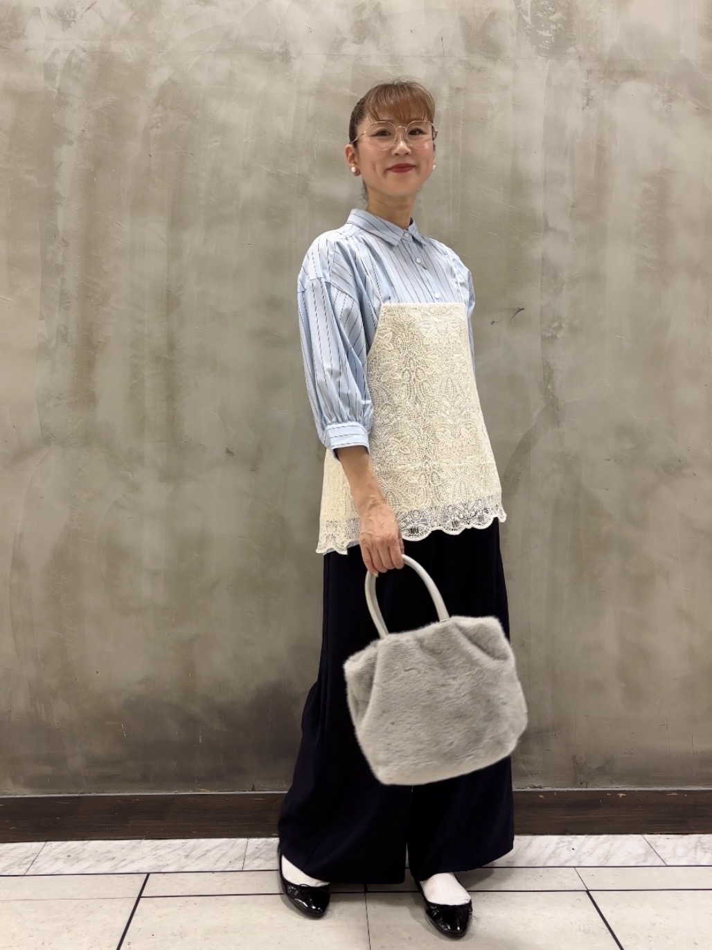 Yasucoさんの「Dessin｜【UVカット】ギャザースリーブストライプシャツ6分袖」を使ったコーディネート