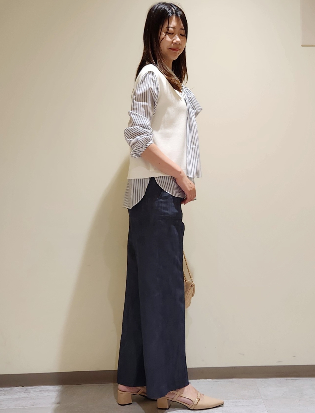 yukaさんの「COUP DE CHANCE｜【手洗い可／日本製／】 レイヤード風トップス」を使ったコーディネート