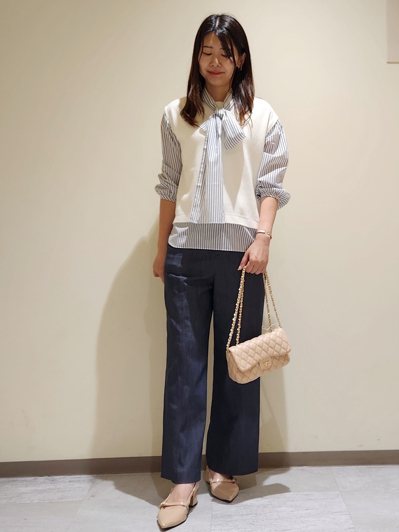 yukaさんの「COUP DE CHANCE｜【手洗い可／日本製／】 レイヤード風トップス」を使ったコーディネート