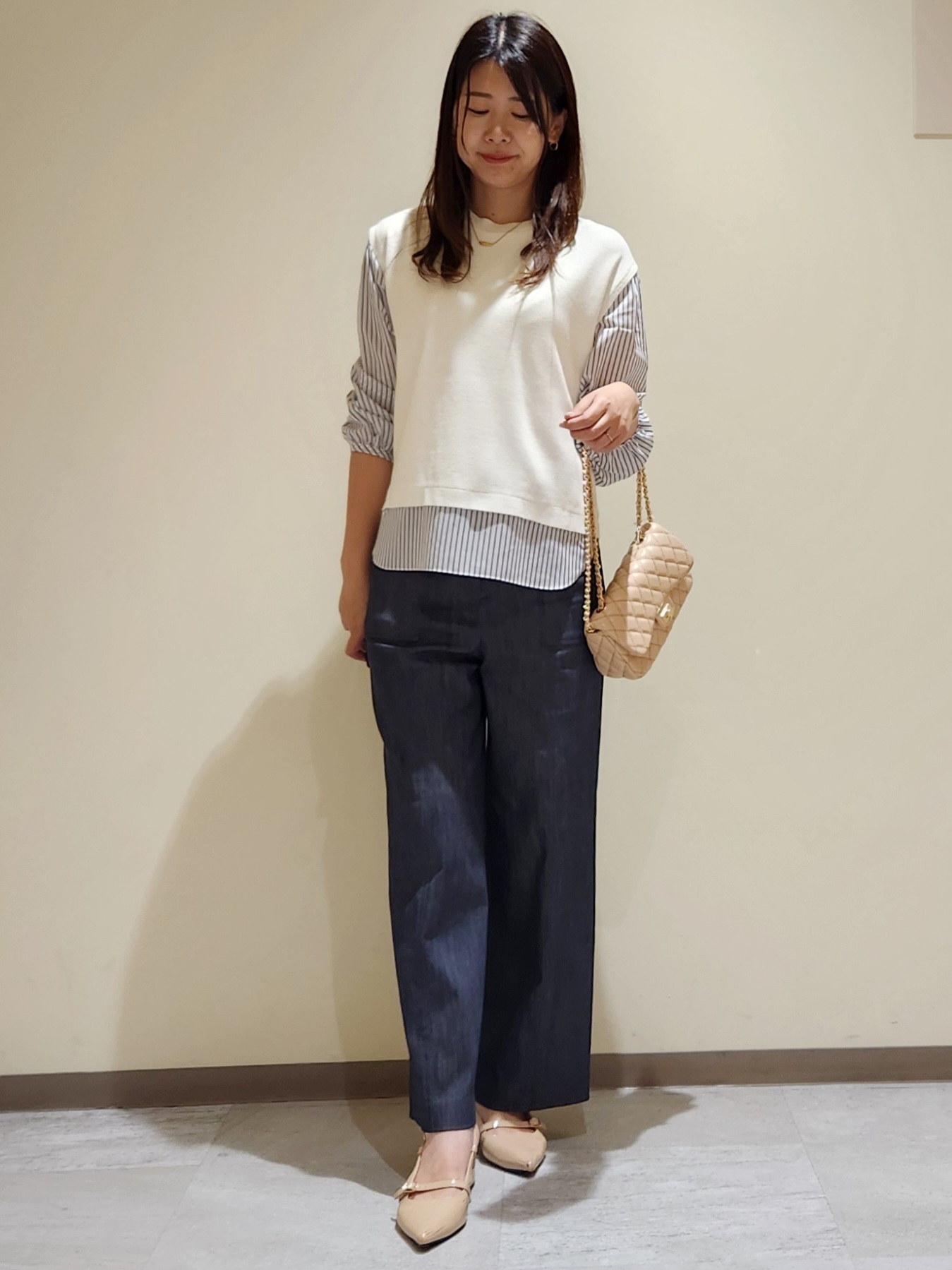 yukaさんの「COUP DE CHANCE｜【手洗い可／日本製／】 レイヤード風トップス」を使ったコーディネート