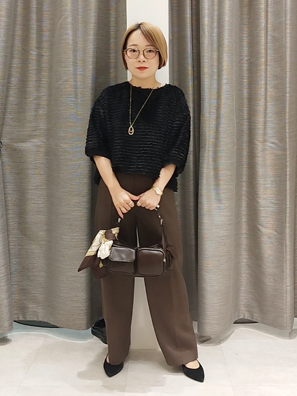 s u g iさんの「UNTITLED｜【秋映え/体型カバー】フェザージャガードプルオーバー」を使ったコーディネート
