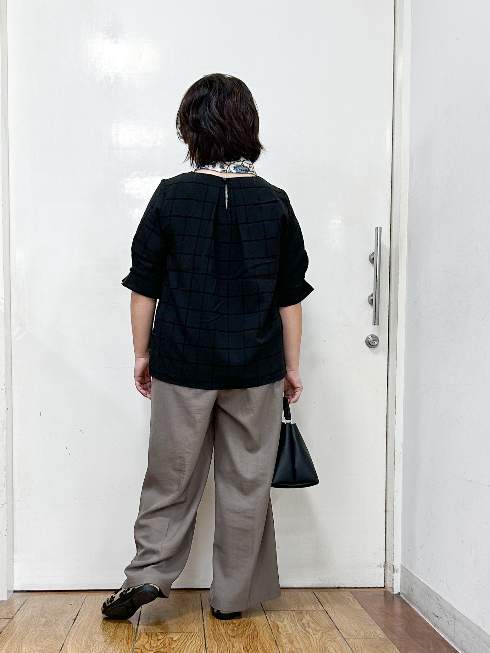 haruさんの「SHOO･LA･RUE｜【セットアップ可/S-LL】1枚で秋気分 モールチェックタックスリーブ ブラウス」を使ったコーディネート