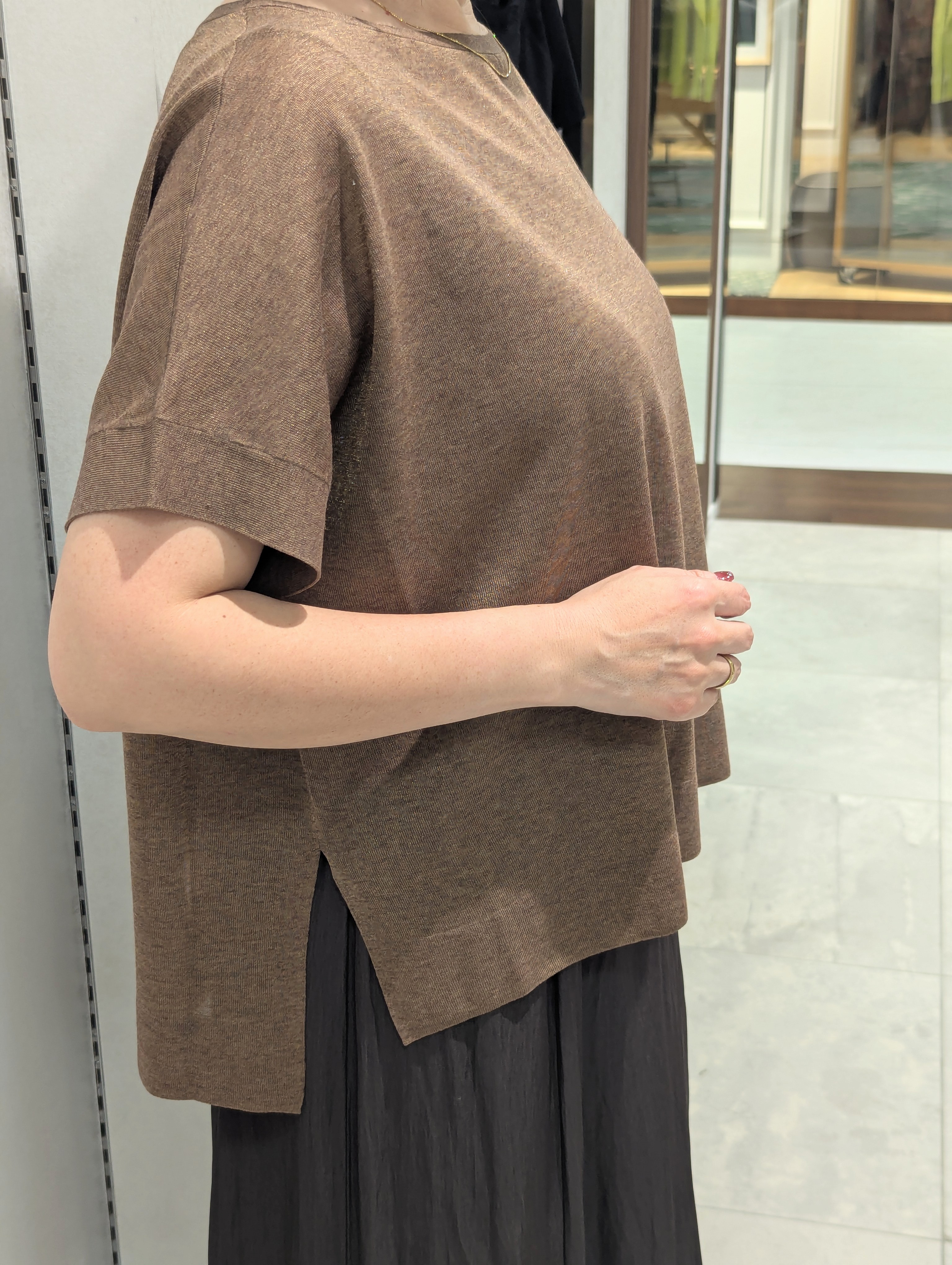 odaさんの「UNTITLED｜【アンサンブル可/品のある透け感】Tシャツ風ニットトップス」を使ったコーディネート
