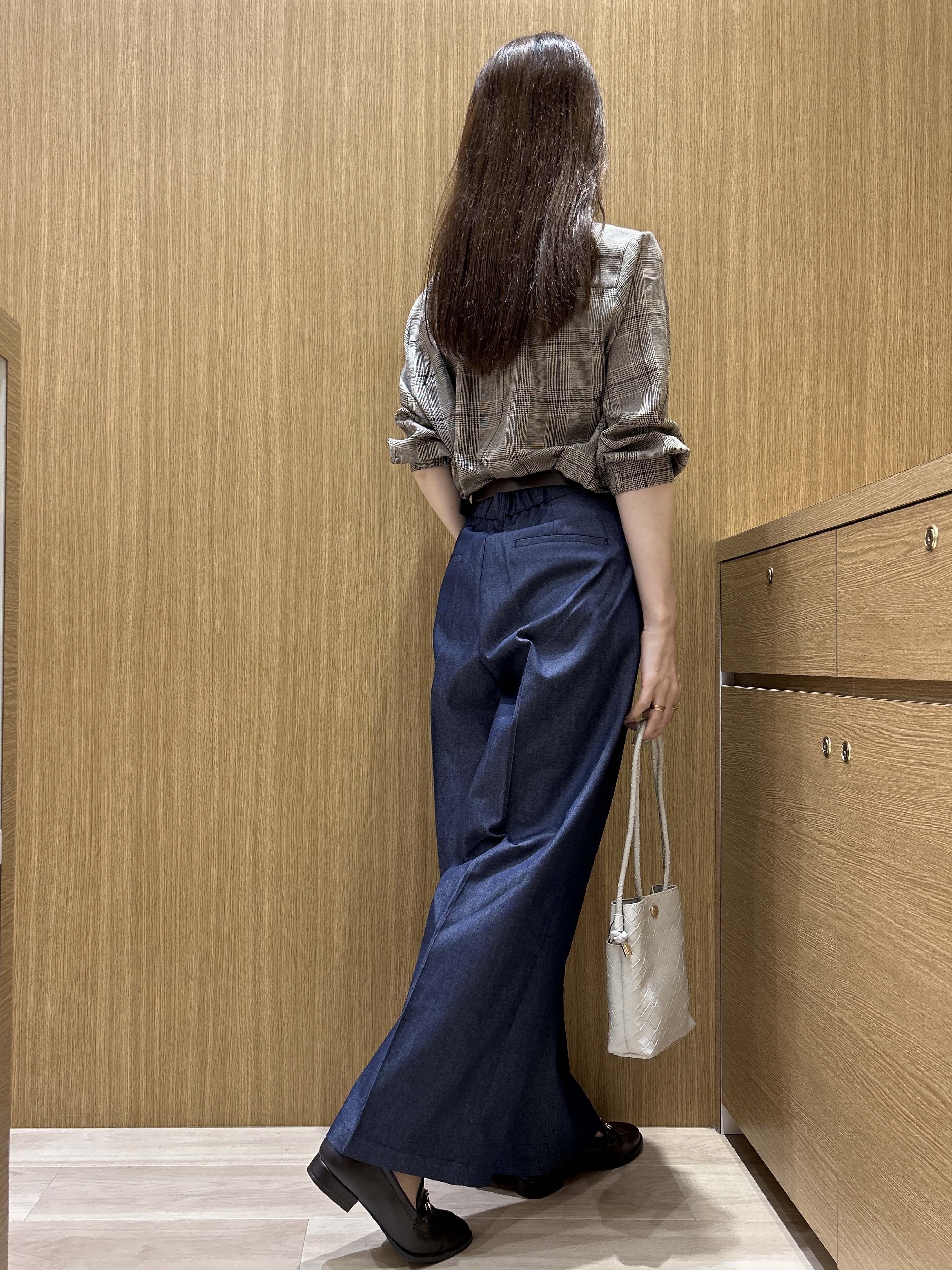 maiさんの「OPAQUE.CLIP｜チェック柄フリルブラウス【洗濯機OK】」を使ったコーディネート