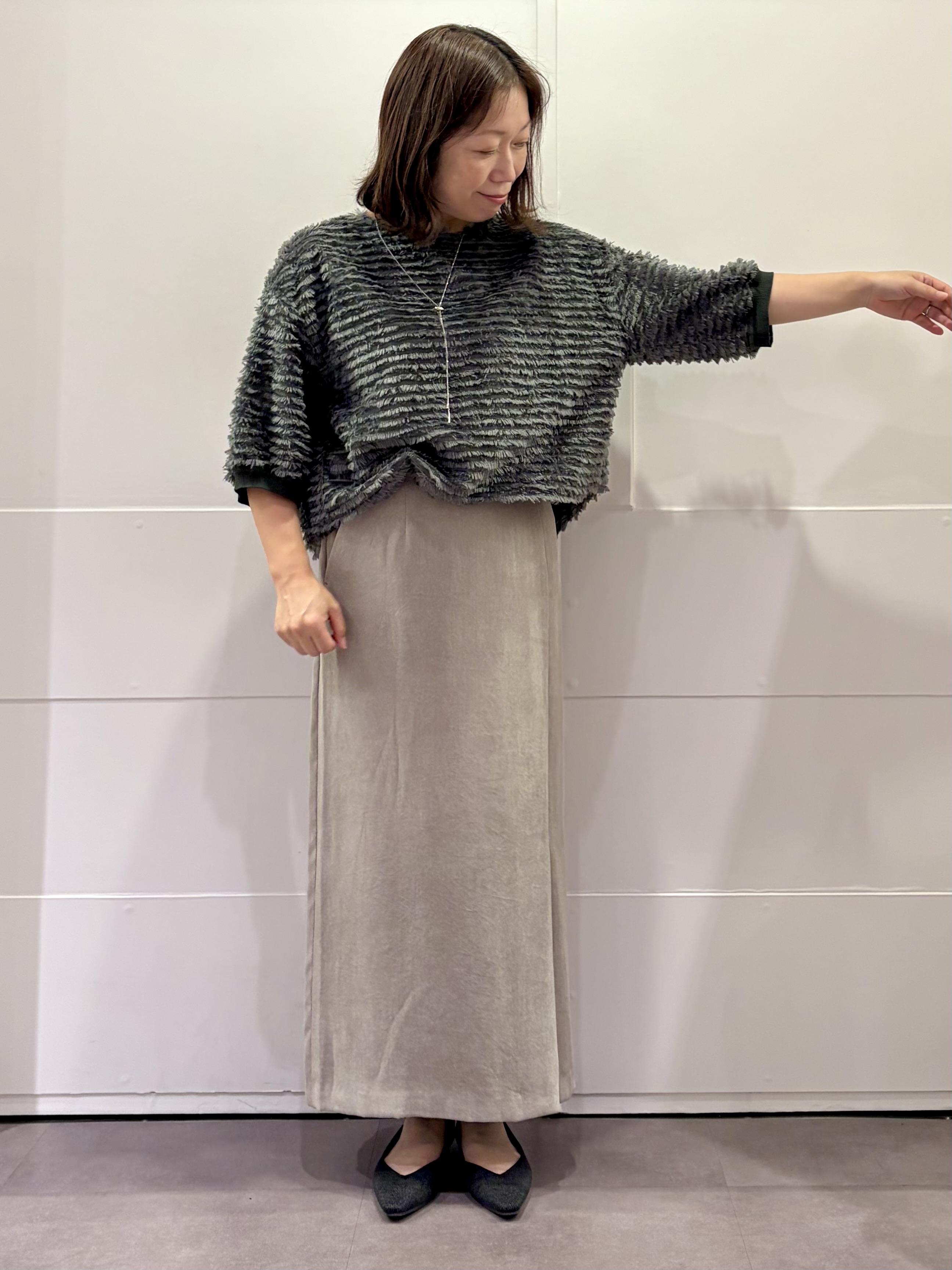 TOKOさんの「UNTITLED｜【秋映え/体型カバー】フェザージャガードプルオーバー」を使ったコーディネート