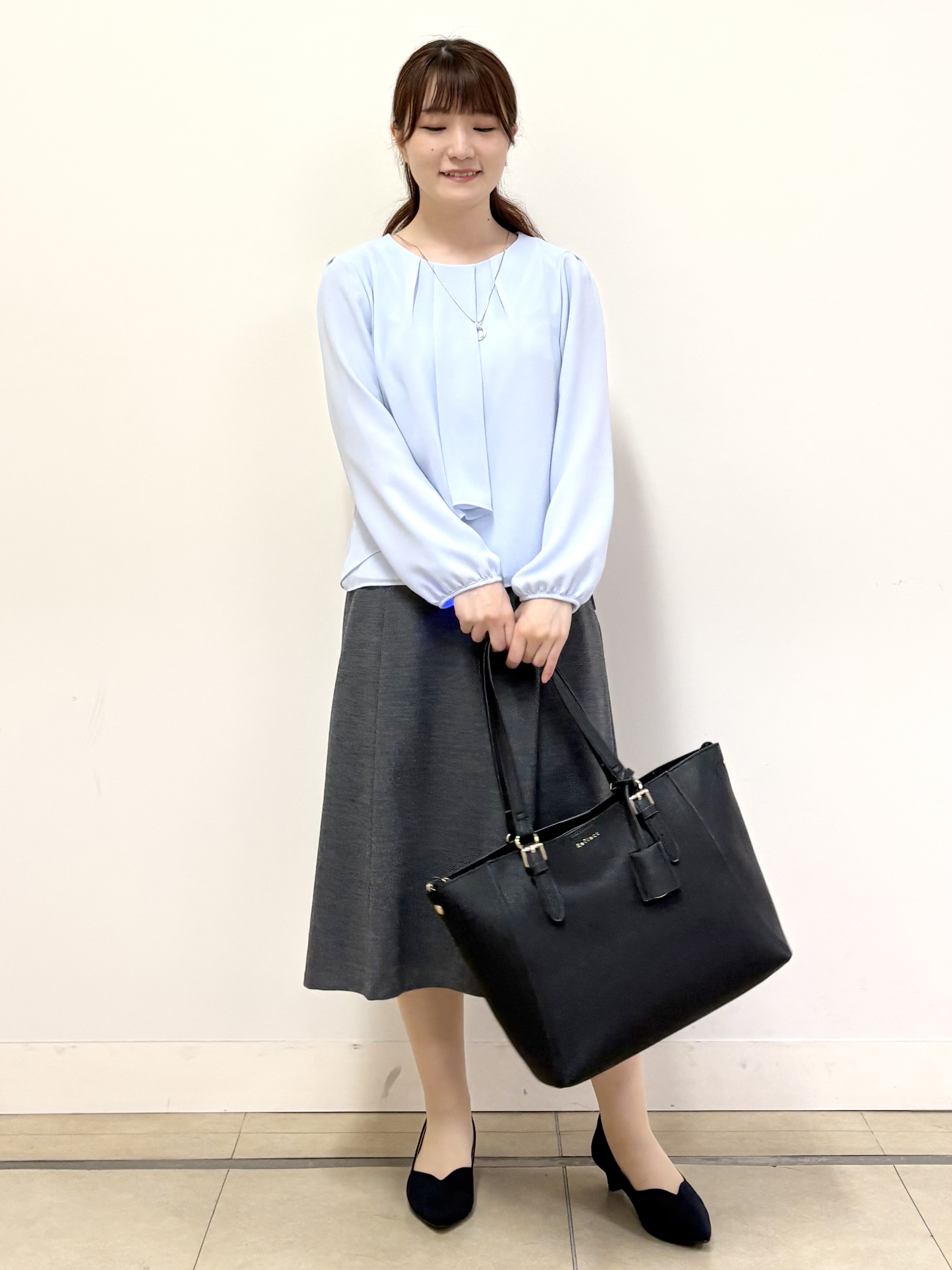 mikiさんの「Reflect｜【SS-4Lサイズ／通勤／セレモニー】クルーネック シフォンブラウス」を使ったコーディネート