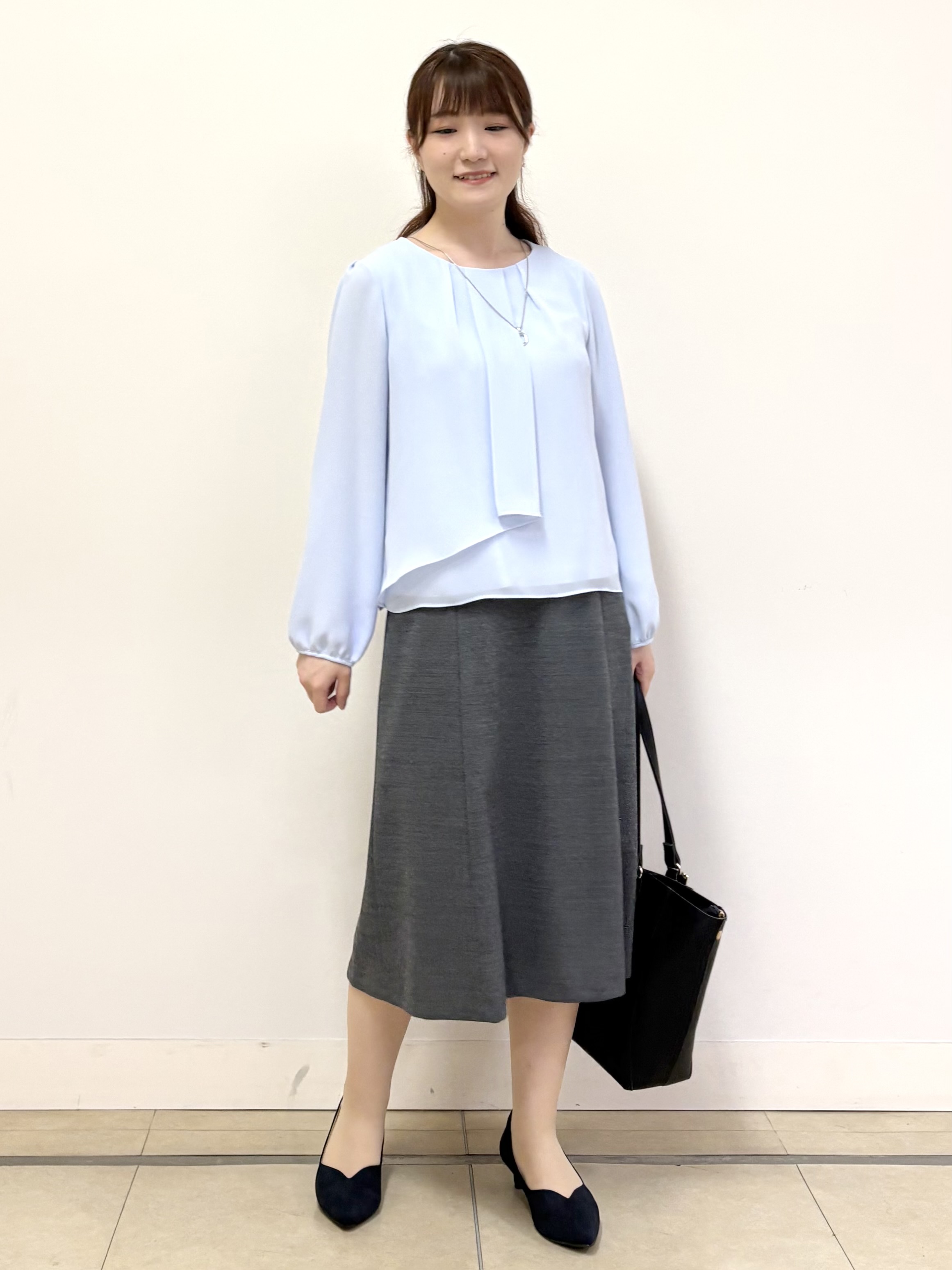 mikiさんの「Reflect｜【SS-4Lサイズ／通勤／セレモニー】クルーネック シフォンブラウス」を使ったコーディネート
