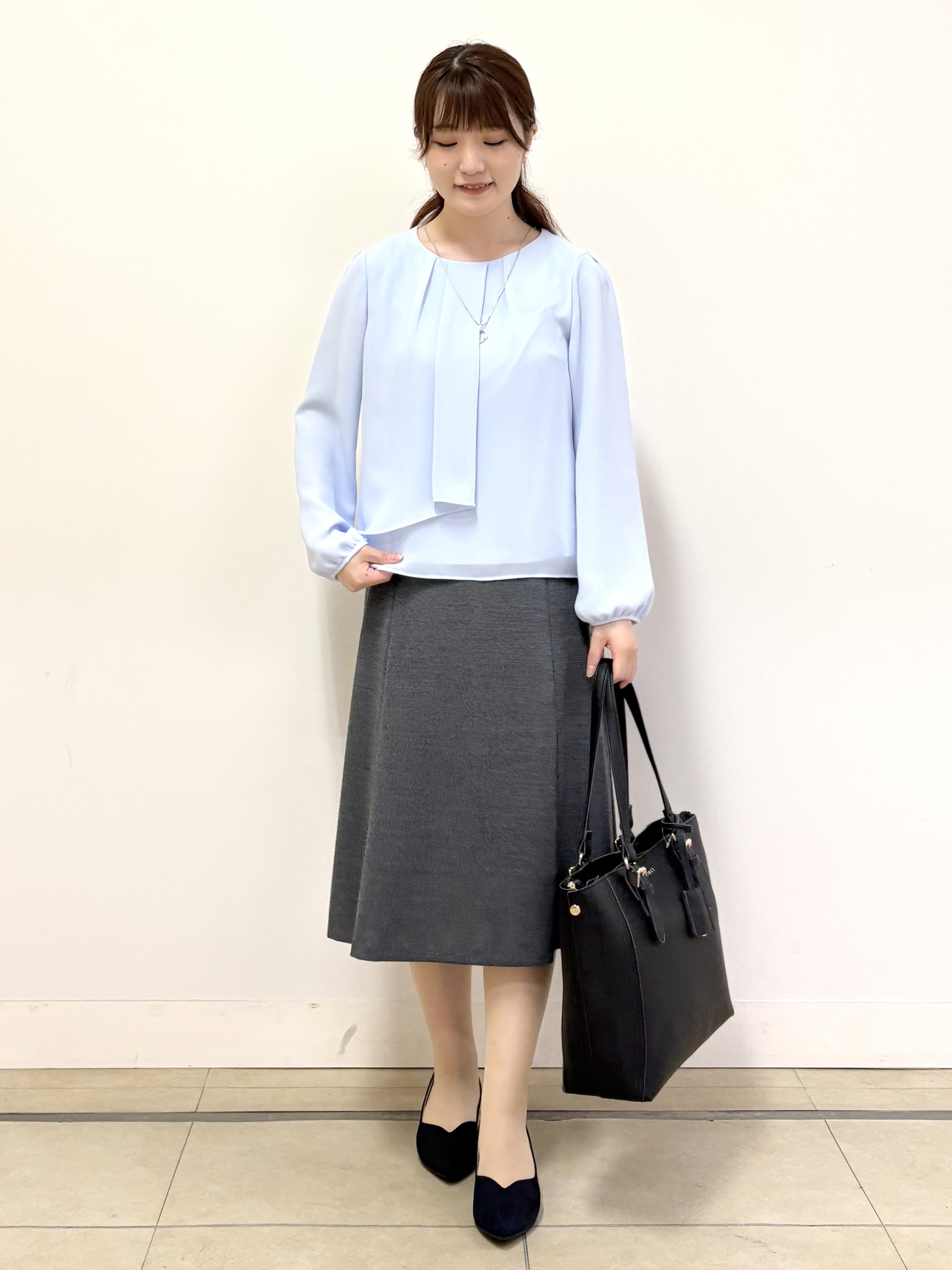 mikiさんの「Reflect｜【SS-4Lサイズ／通勤／セレモニー】クルーネック シフォンブラウス」を使ったコーディネート