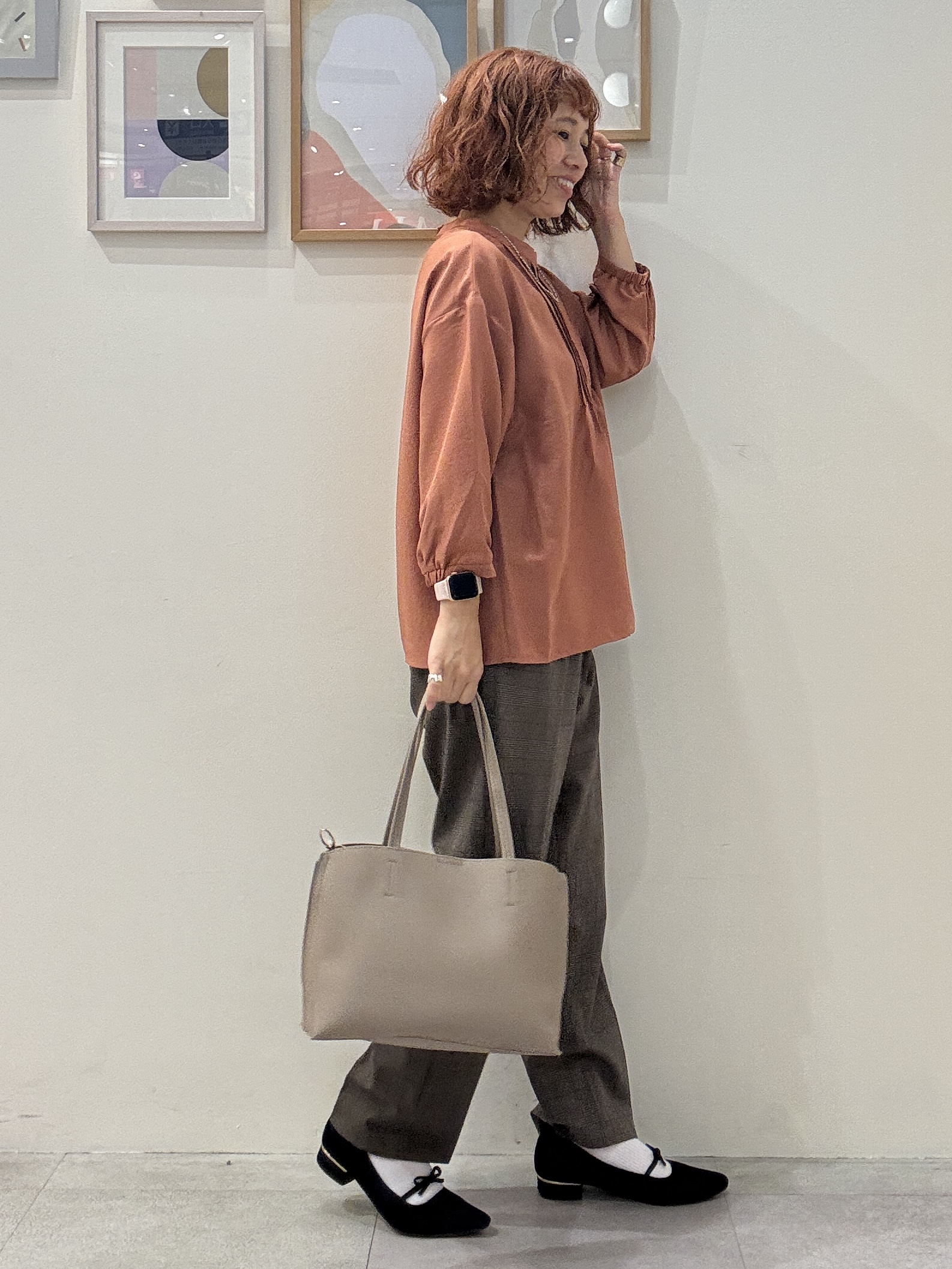 たけぴさんの「SHOO･LA･RUE｜【S-LL/洗濯機可】1枚で華やかに フロントレース7分袖ブラウス」を使ったコーディネート