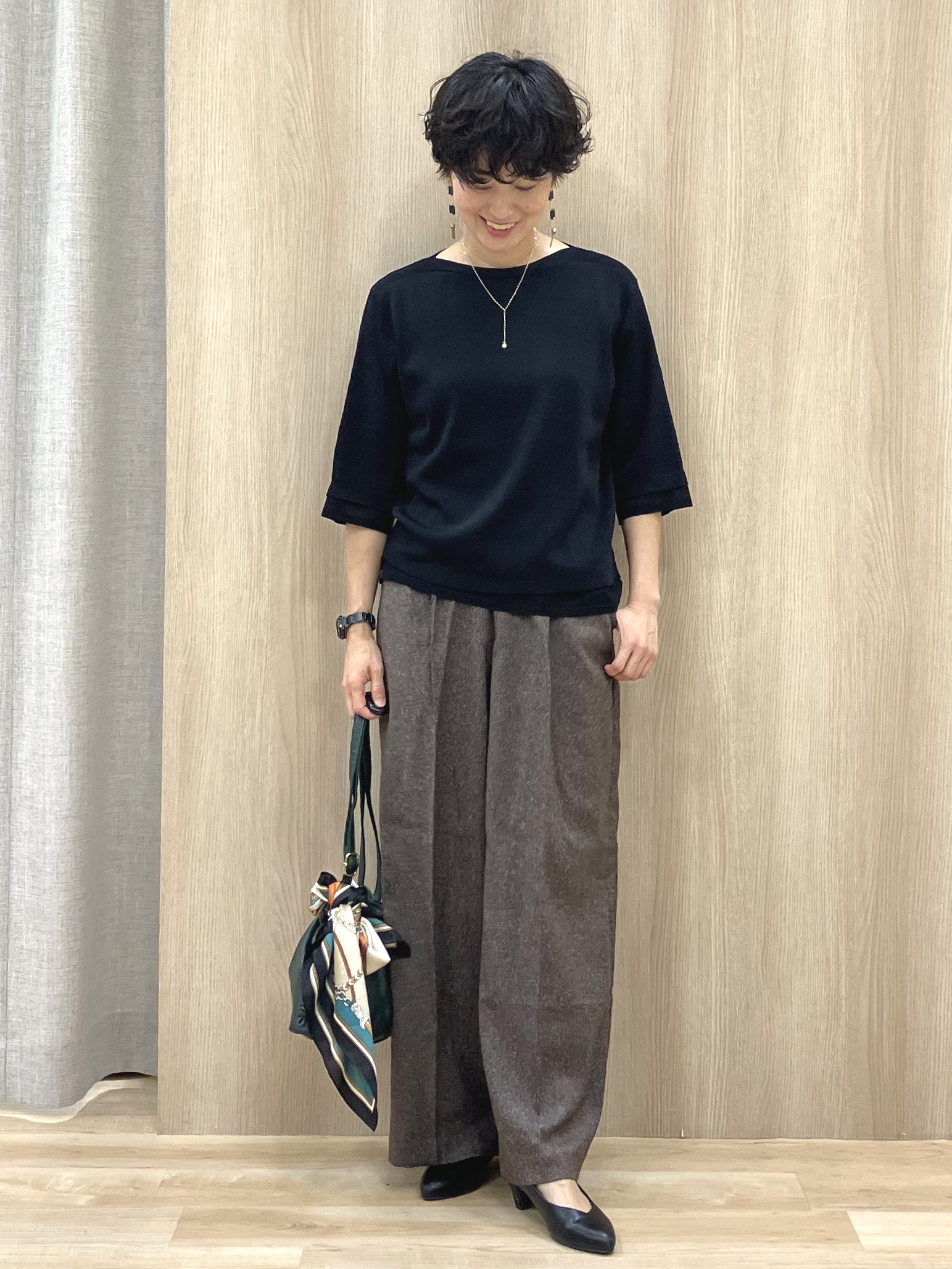 Keiさんの「grove｜【人気シリーズに新型登場】袖口シアーやわらかドライタッチニット」を使ったコーディネート
