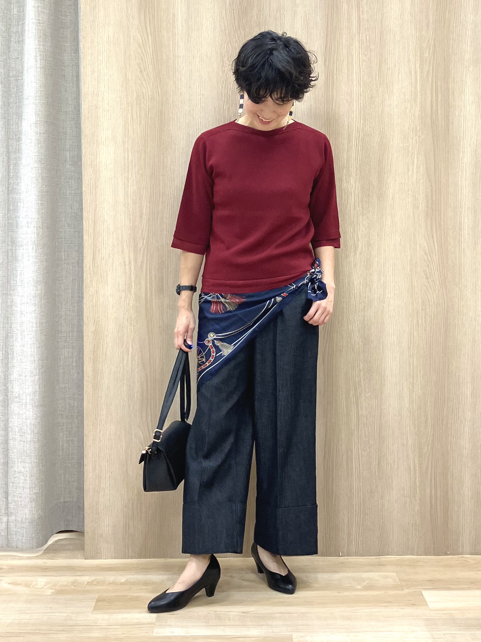 Keiさんの「grove｜【人気シリーズに新型登場】袖口シアーやわらかドライタッチニット」を使ったコーディネート