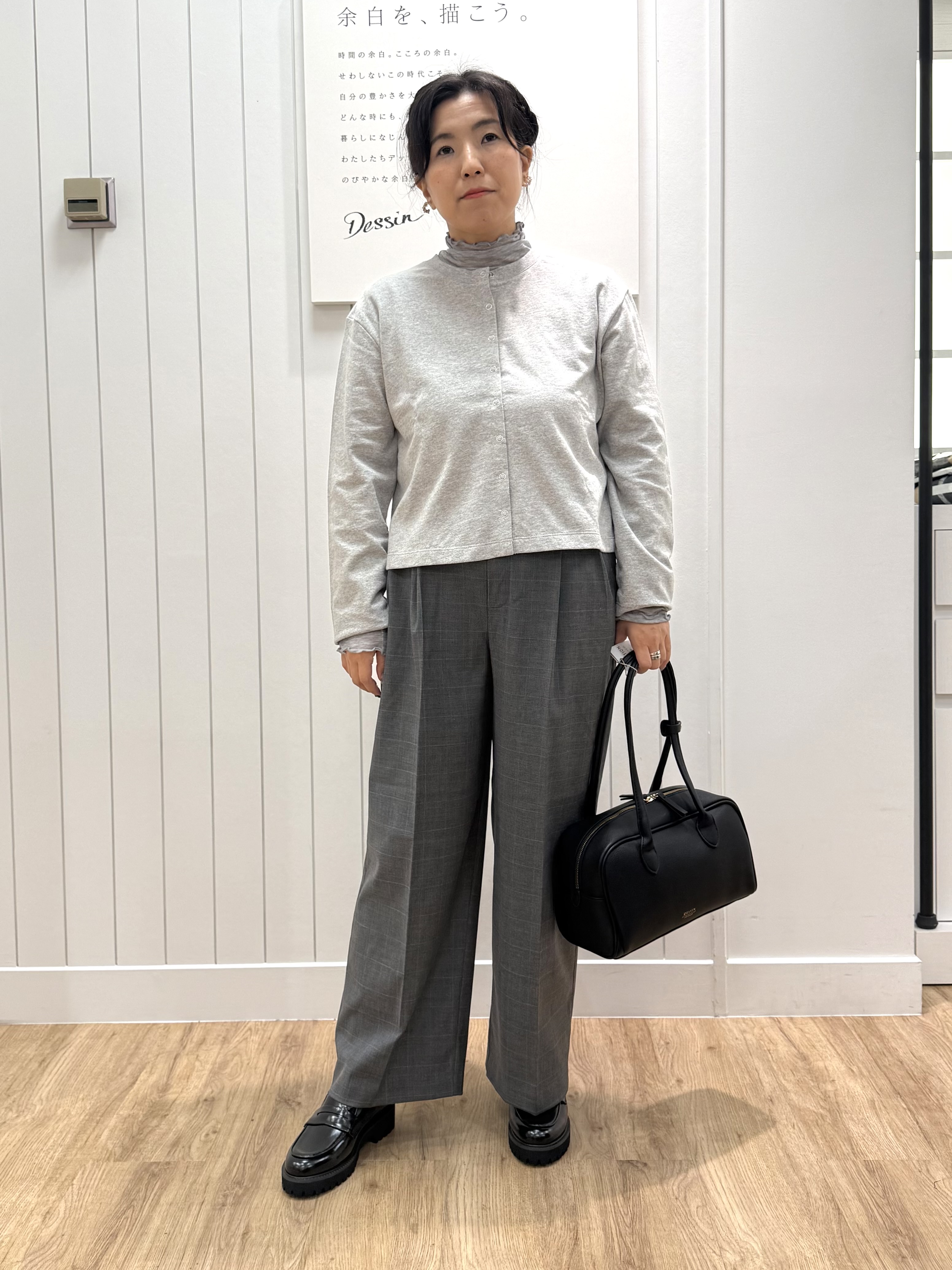 tomokoさんの「Dessin｜リングスナップミニ裏毛カーディガン」を使ったコーディネート