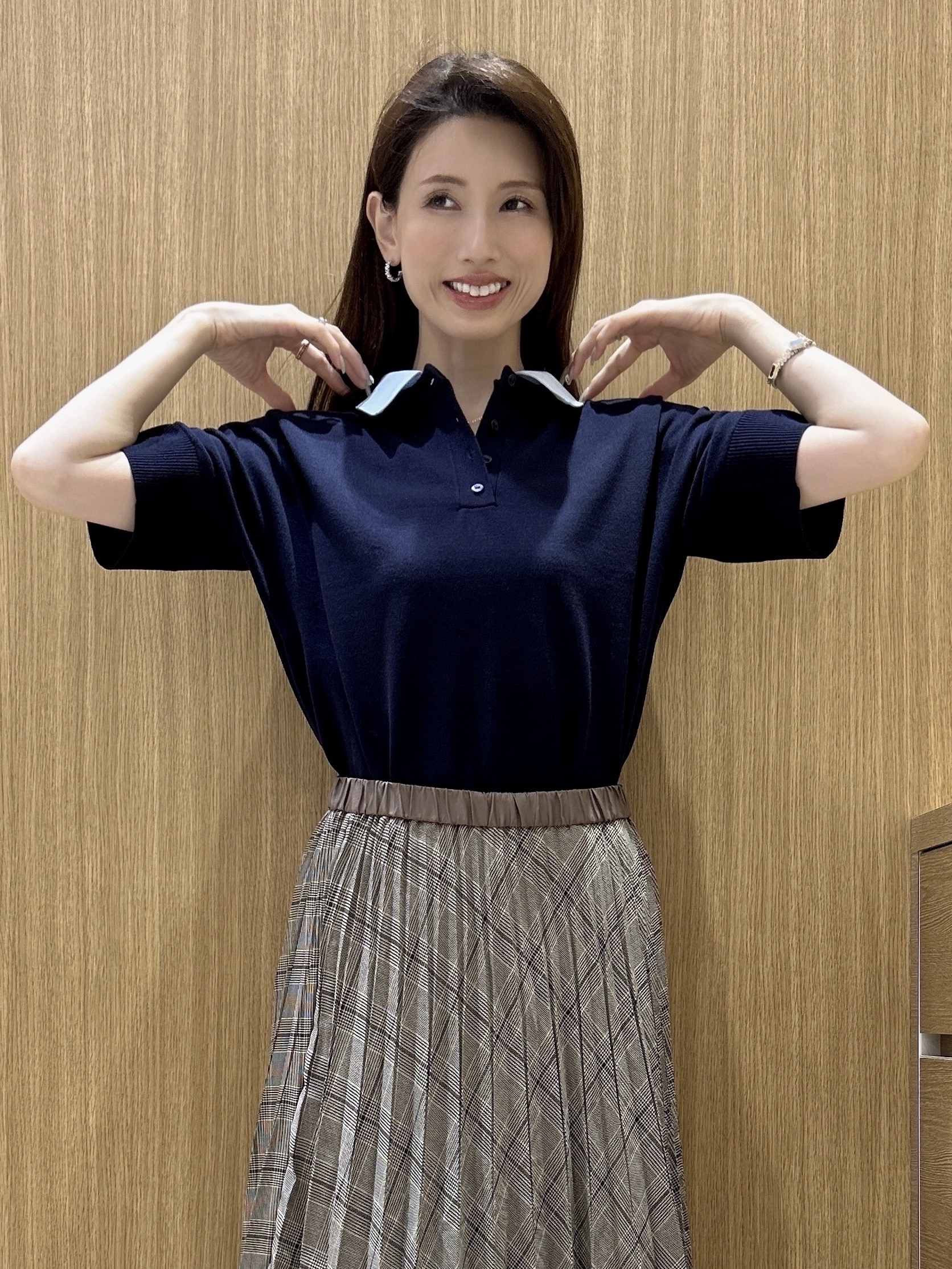 maiさんの「OPAQUE.CLIP｜2WAY衿ドッキングニット《洗濯機OK》」を使ったコーディネート
