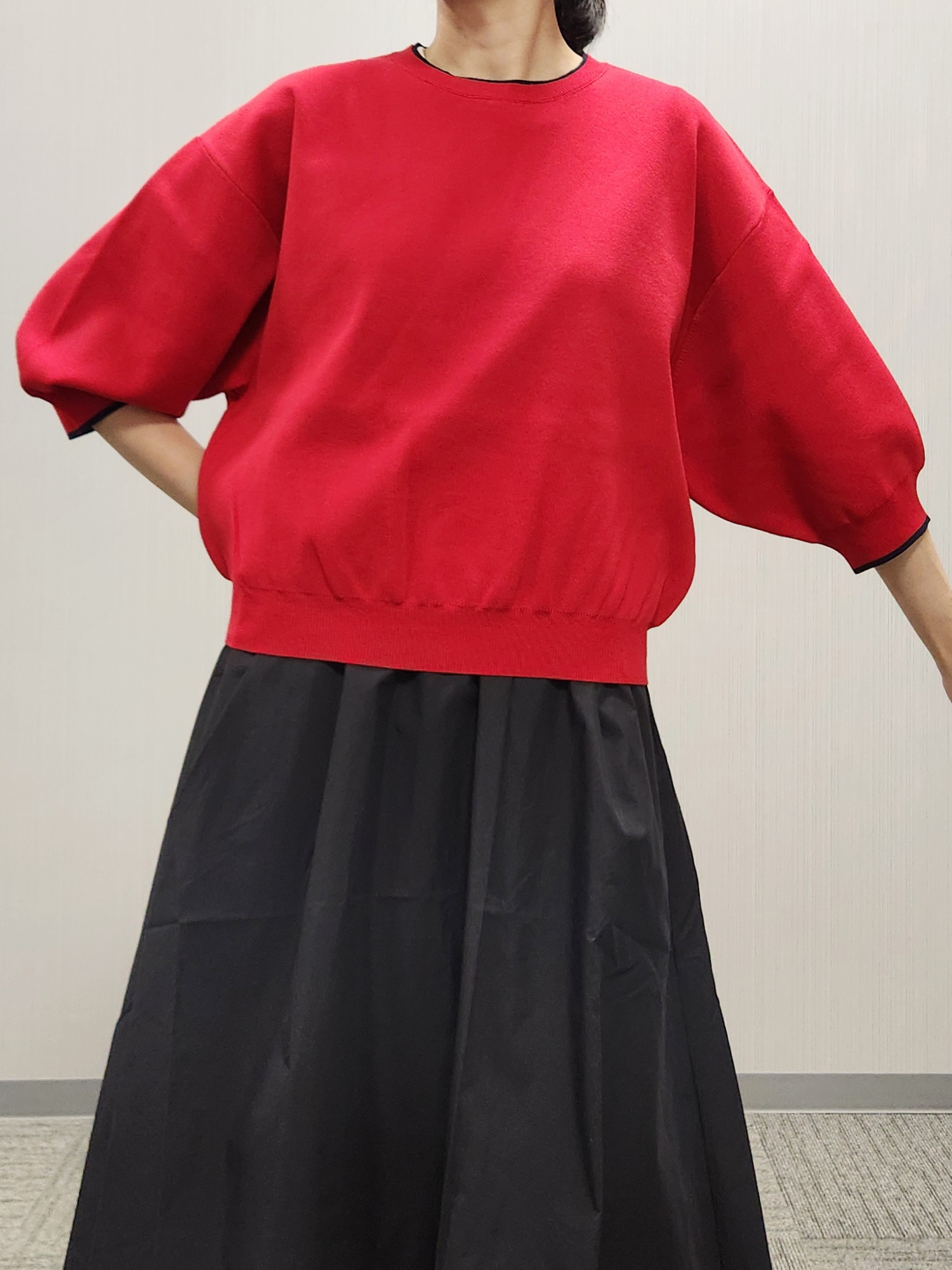 naraさんの「Dessin｜【UVカット/マシンウォッシャブル】6分袖配色ニット」を使ったコーディネート