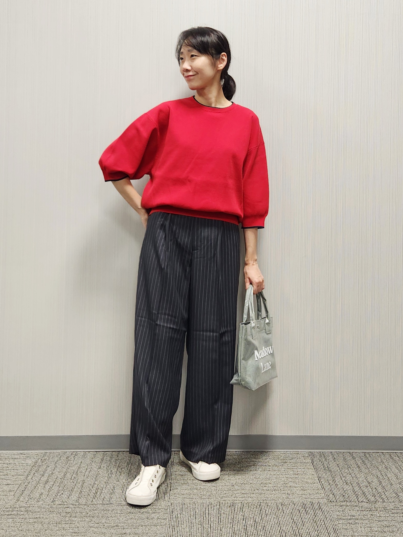 naraさんの「Dessin｜【UVカット/マシンウォッシャブル】6分袖配色ニット」を使ったコーディネート