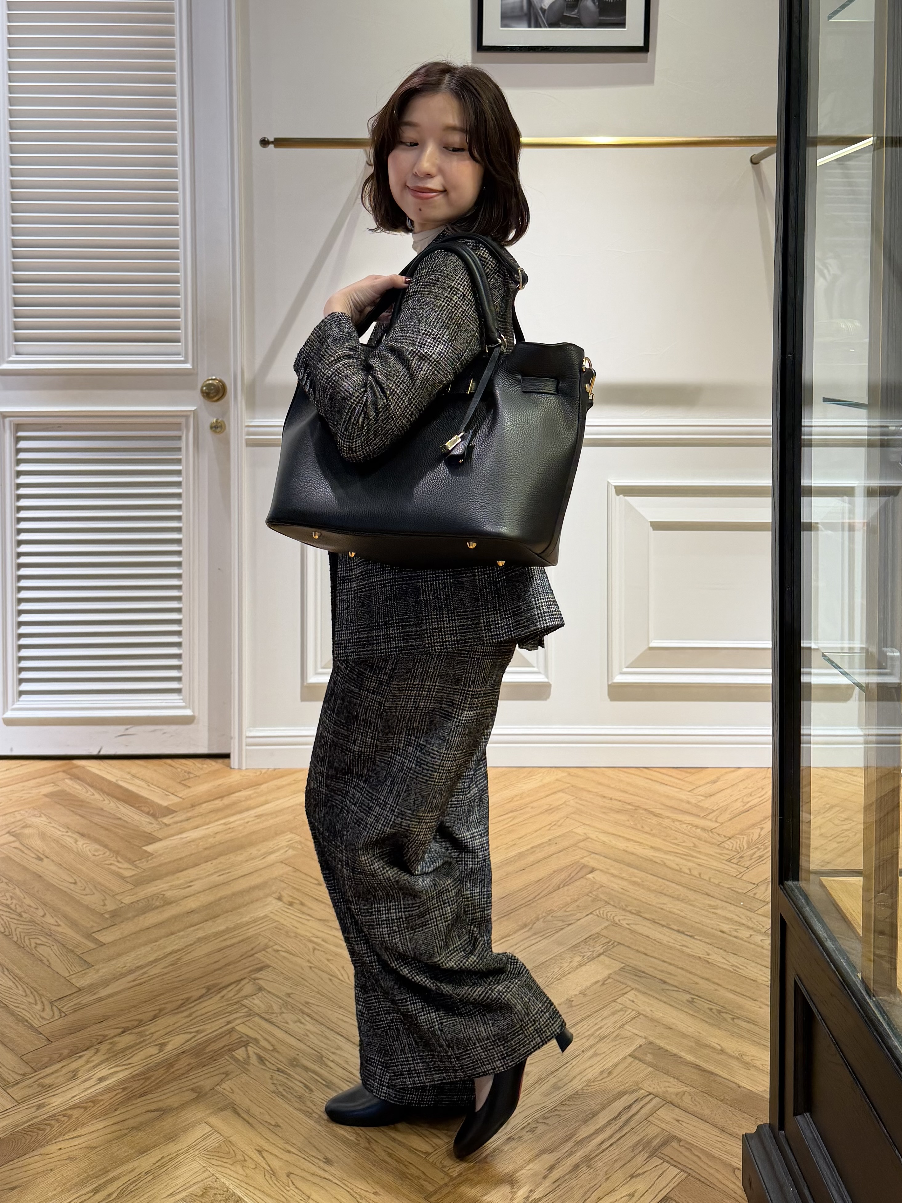 つじ まこさんの「DRESSTERIOR｜【セットアップ可能】ループグレンチェックダブルジャケット」を使ったコーディネート