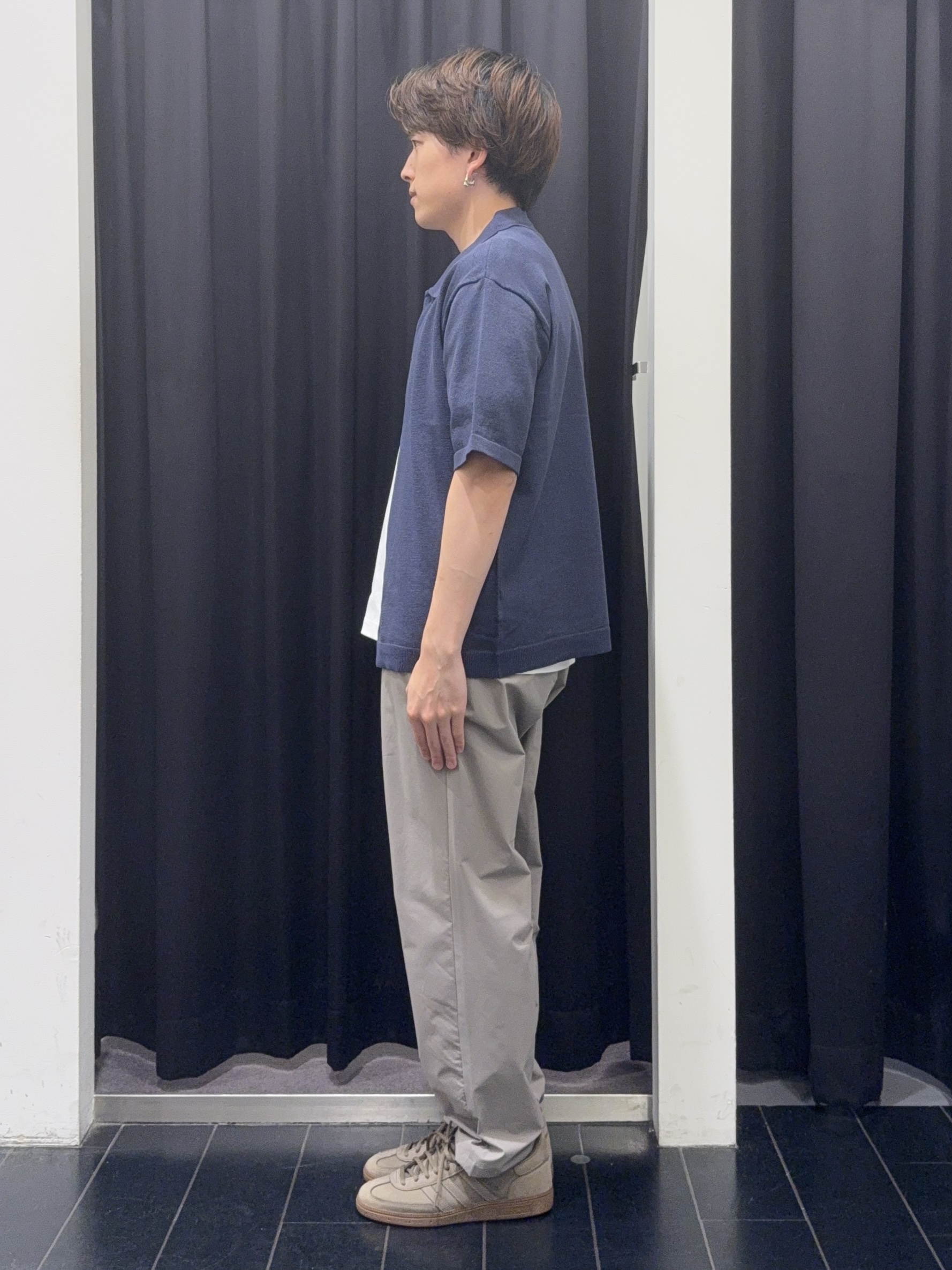 カシマさんの「THE SHOP TK｜【抗菌防臭／UVカット／洗濯機OK】和紙混 半袖ニットシャツ」を使ったコーディネート