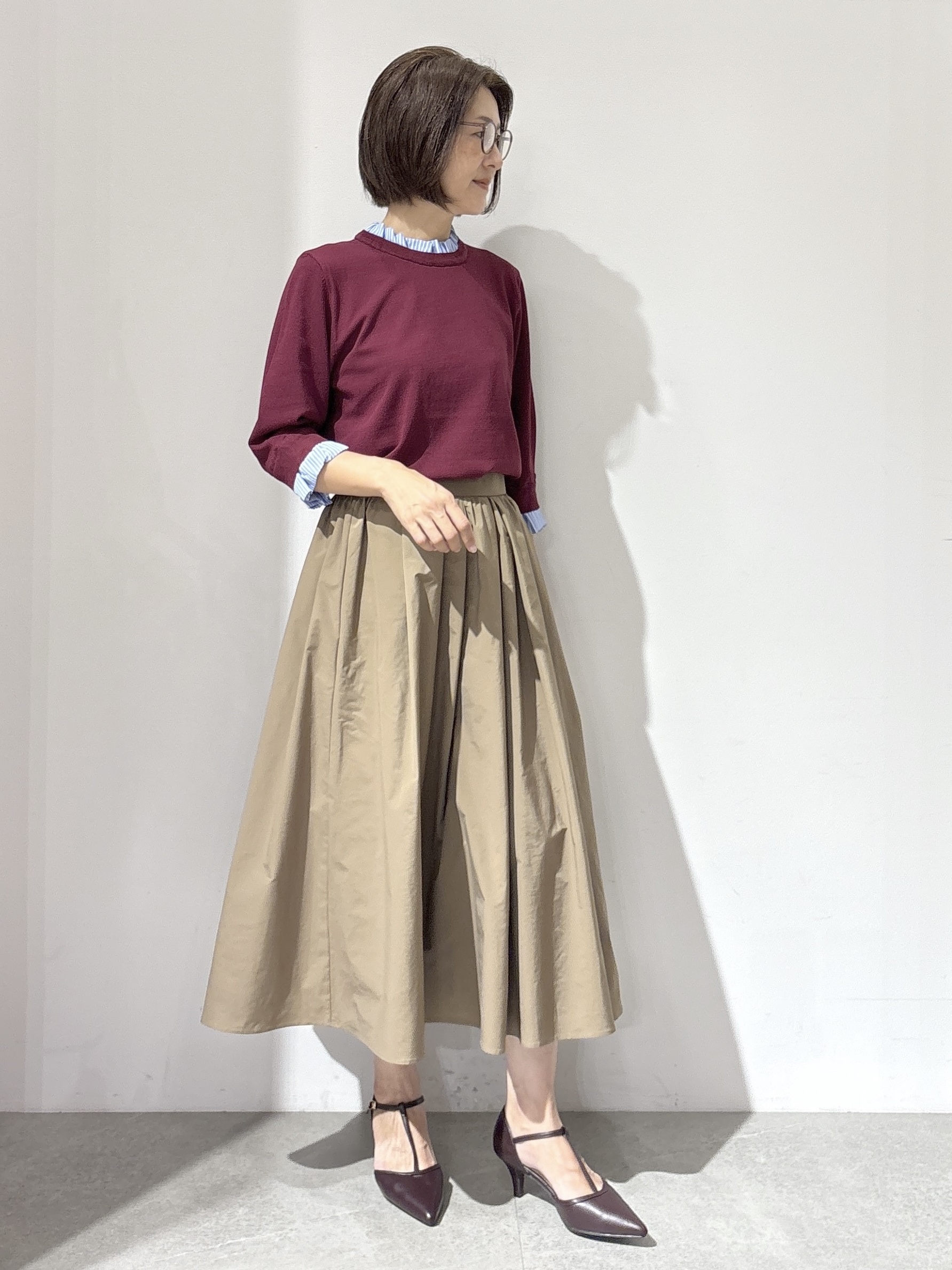 NAKAさんの「OPAQUE.CLIP｜【UVケア／遮熱性】フリルドッキングニット《洗濯機OK》」を使ったコーディネート
