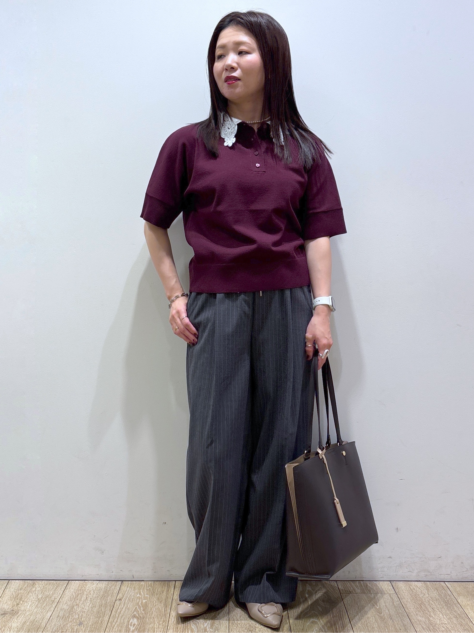 mameさんの「index｜2WAY衿ドッキングニット《洗濯機OK》」を使ったコーディネート