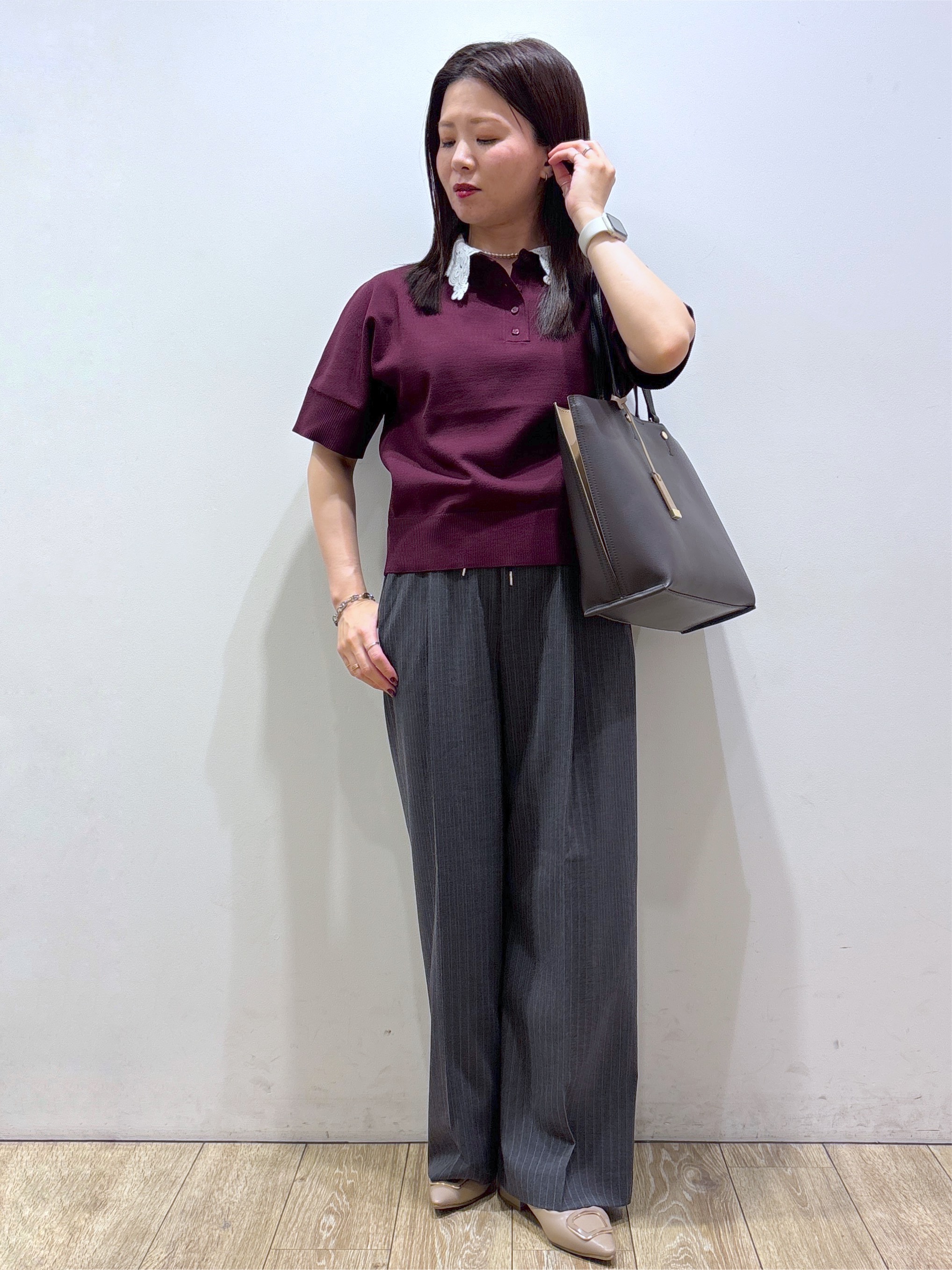 mameさんの「index｜2WAY衿ドッキングニット《洗濯機OK》」を使ったコーディネート