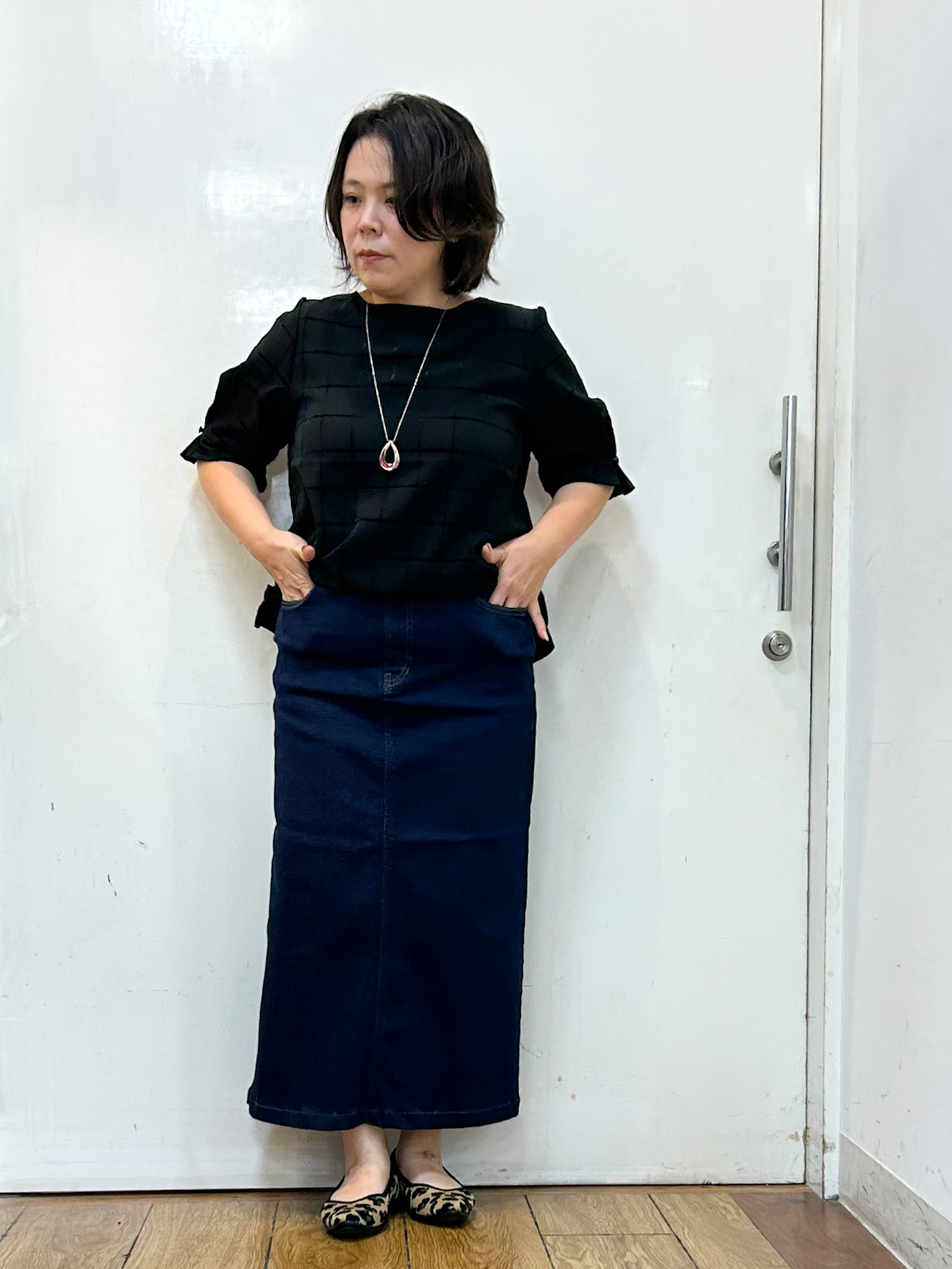 haruさんの「SHOO･LA･RUE｜【セットアップ可/S-LL】1枚で秋気分 モールチェックタックスリーブ ブラウス」を使ったコーディネート