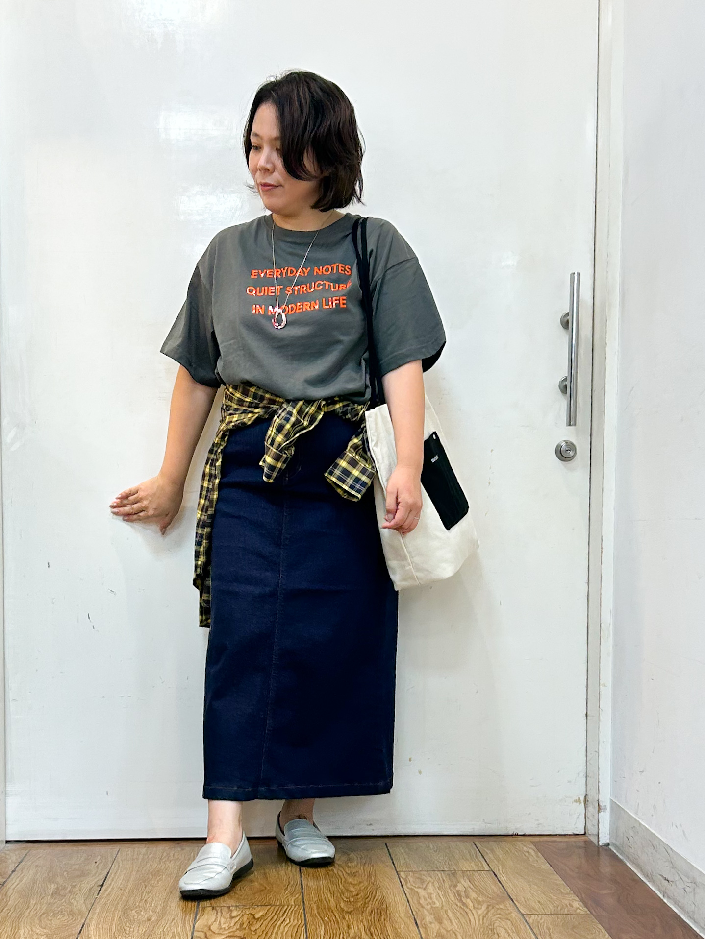 haruさんの「SHOO･LA･RUE｜【洗濯後しわになりにくい/S-LL】選べる6パターン 羽織としても活躍する ベーシックシャツ」を使ったコーディネート