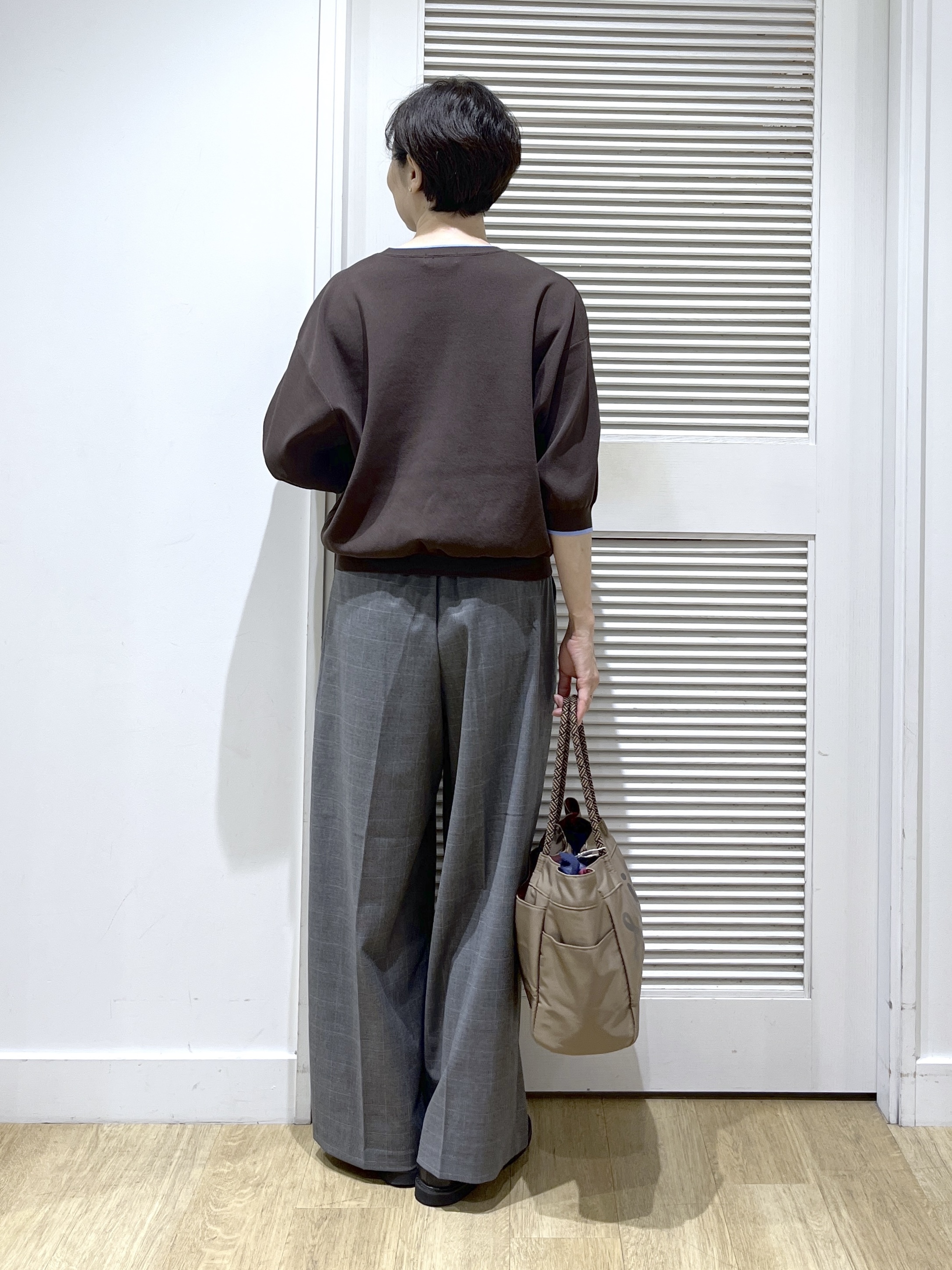 Miyazakiさんの「Dessin｜【UVカット/マシンウォッシャブル】6分袖配色ニット」を使ったコーディネート
