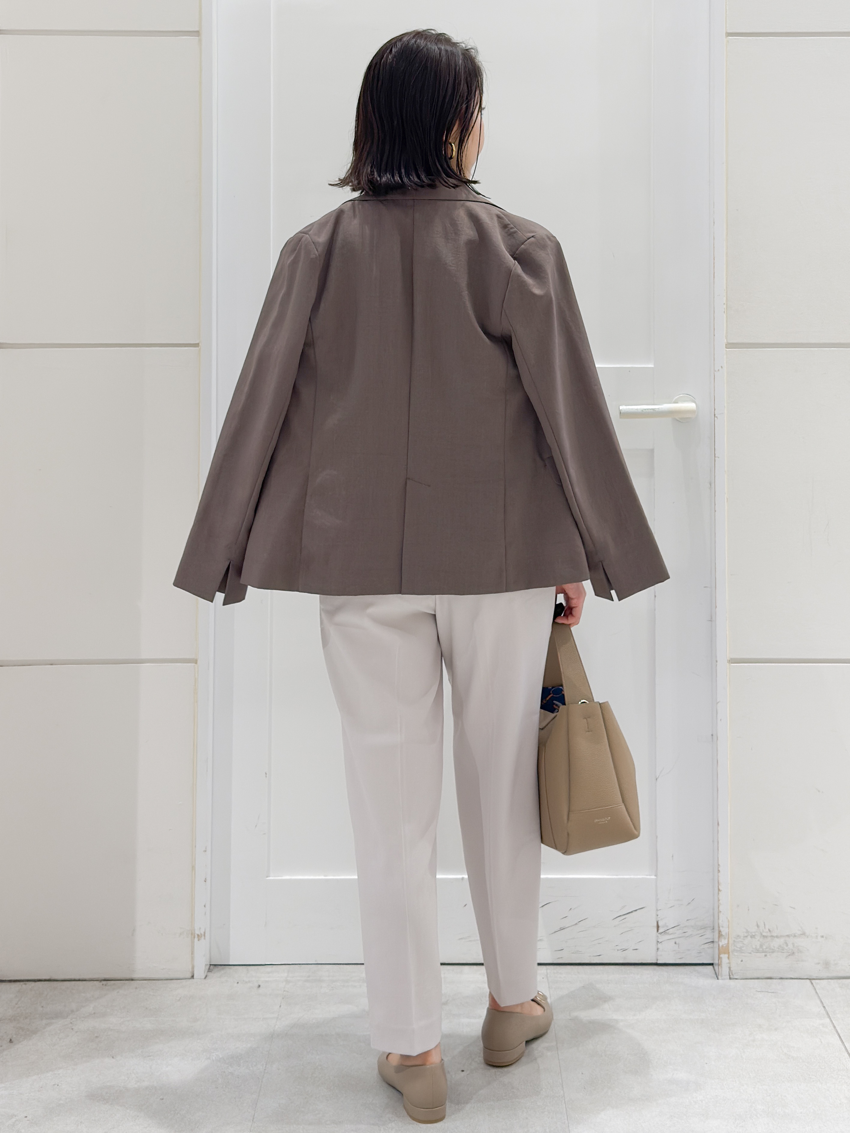 yuka.aさんの「OPAQUE.CLIP｜《再入荷》ダブルブレストテーラードジャケット【接触冷感／吸水速乾／イージーアイロン／防シワ／洗濯機O」を使ったコーディネート