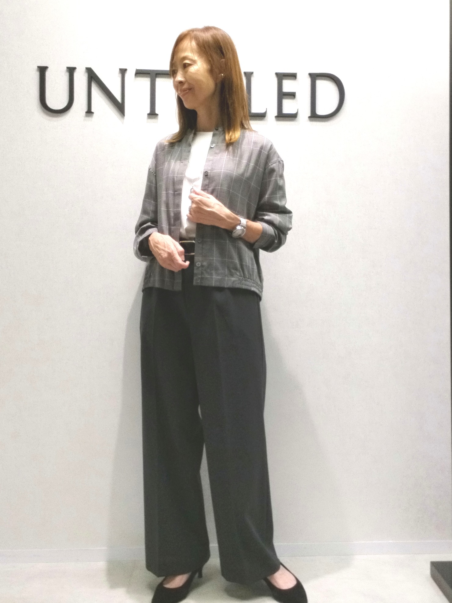 もりさんの「UNTITLED｜【セットアップ可/秋羽織り】メランジツイルシャツ」を使ったコーディネート