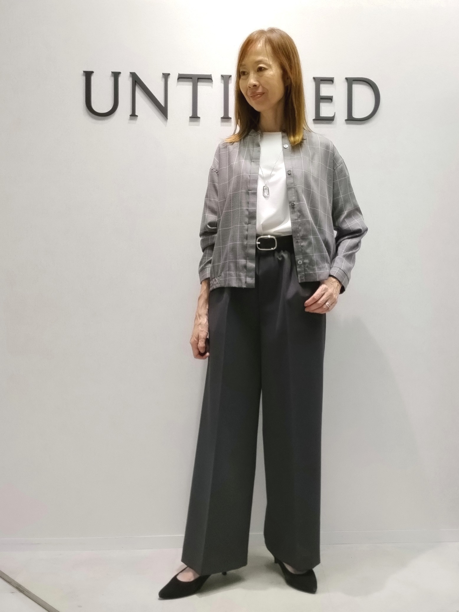 もりさんの「UNTITLED｜【セットアップ可/秋羽織り】メランジツイルシャツ」を使ったコーディネート