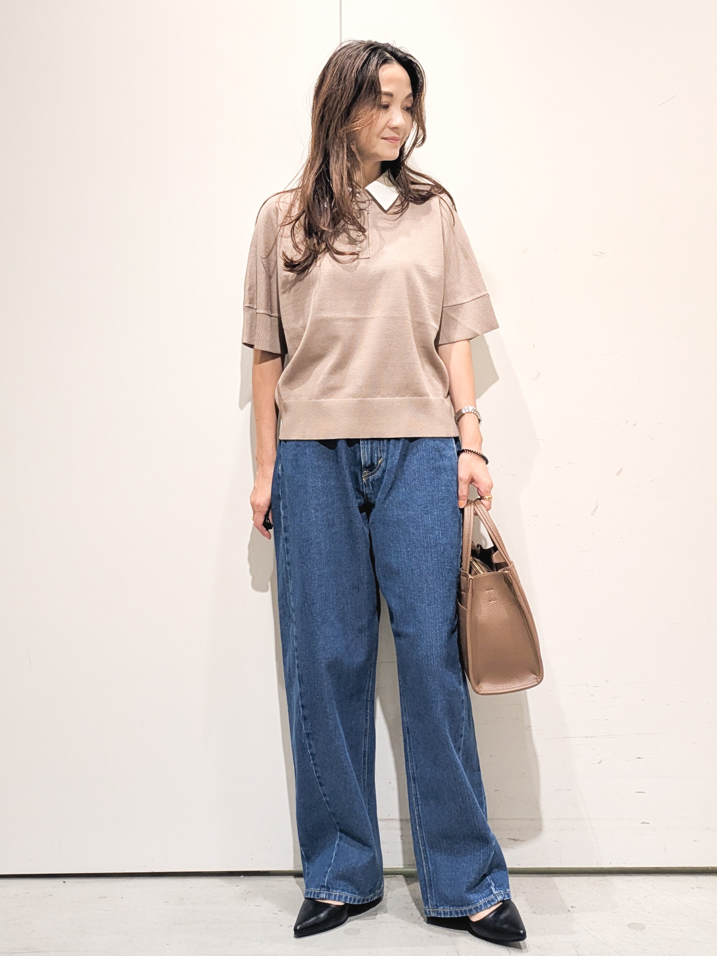 machiさんの「OPAQUE.CLIP｜2WAY衿ドッキングニット《洗濯機OK》」を使ったコーディネート