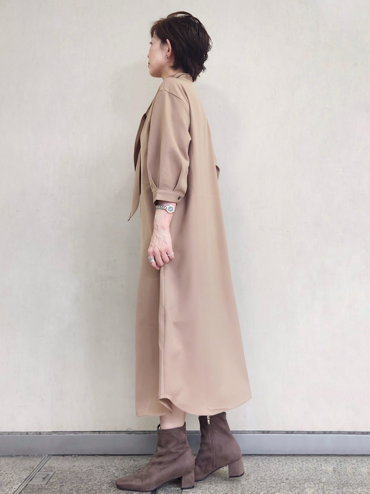 milkyさんの「OPAQUE.CLIP｜ボウタイ付きシャツワンピース【洗濯機OK】」を使ったコーディネート