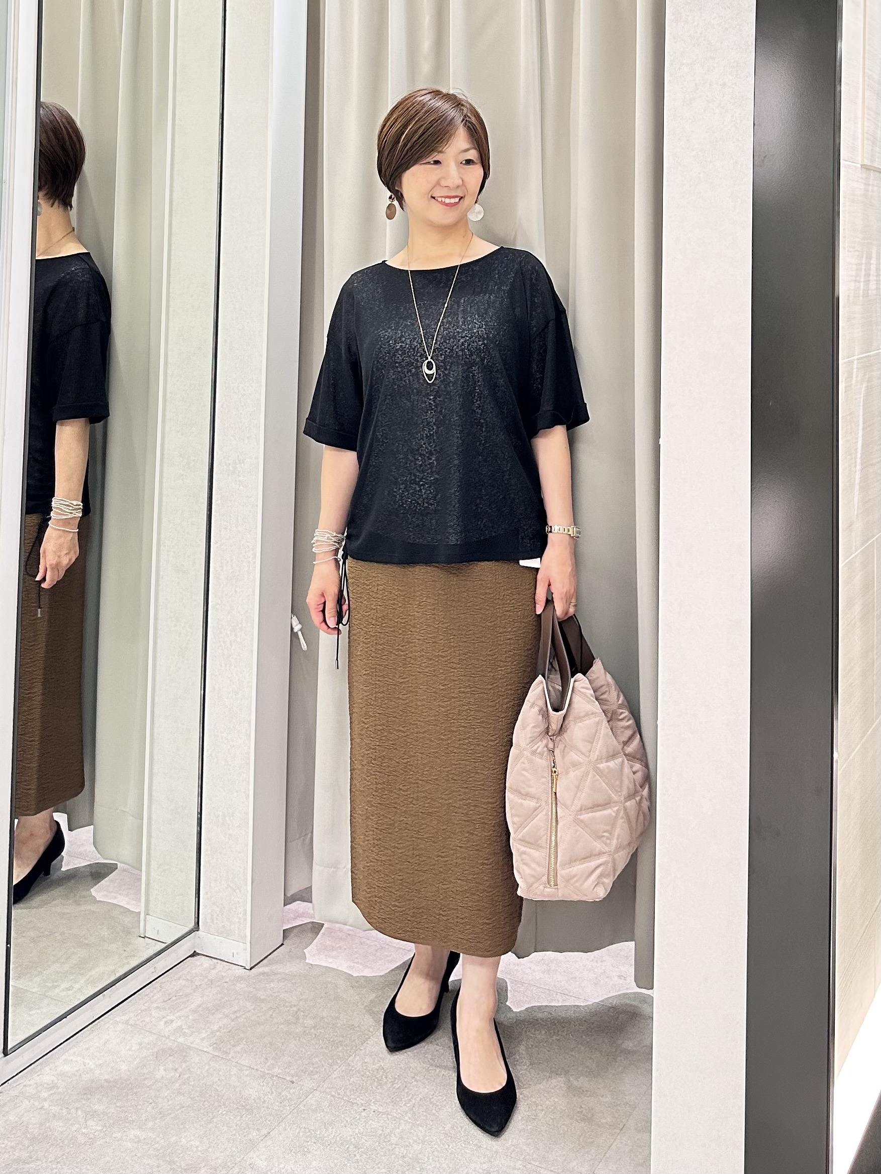 みなこさんの「UNTITLED｜【セットアップ可/ストレッチ性】ドライタッチニットプルオーバー」を使ったコーディネート