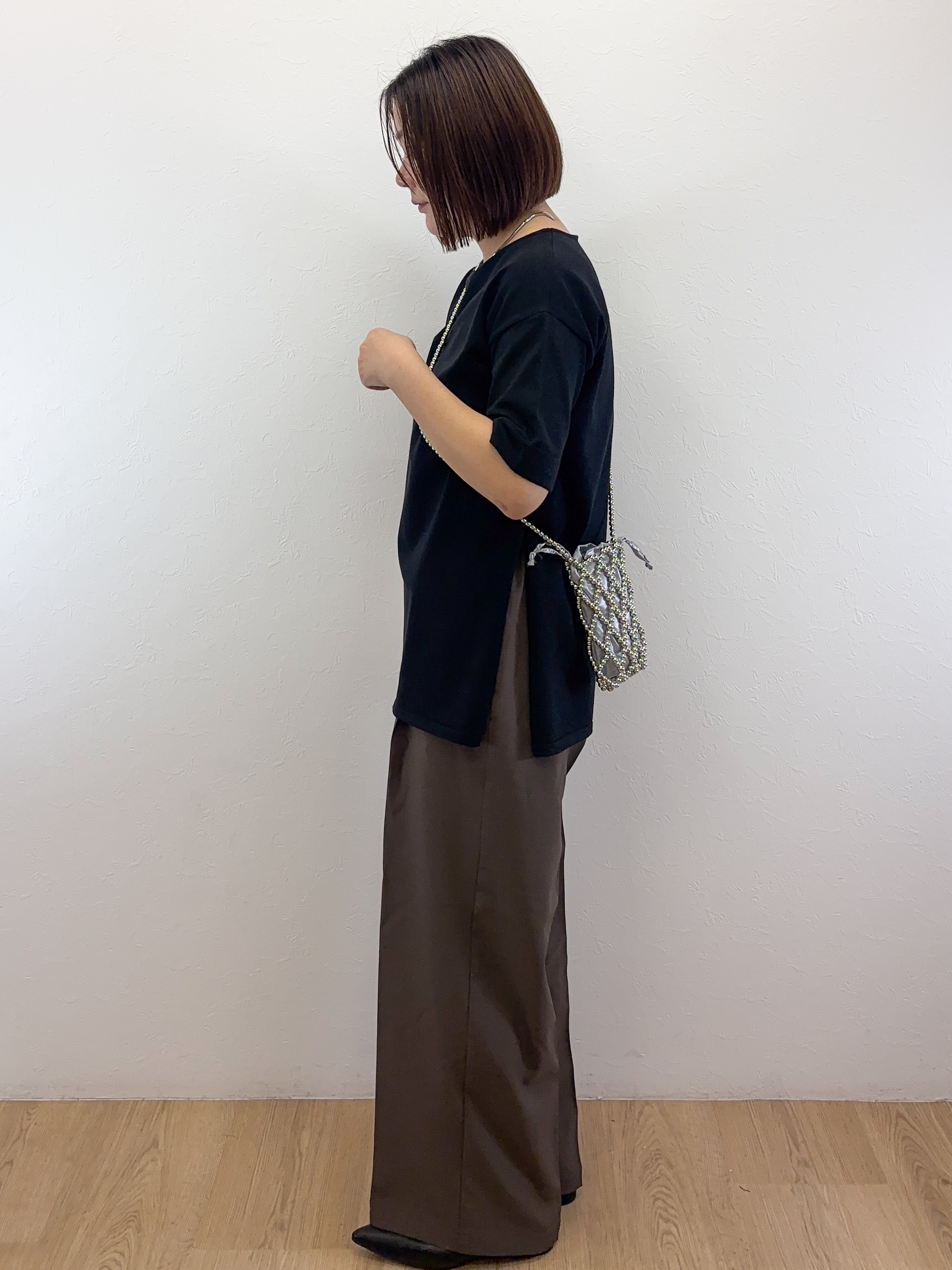 Takeさんの「OPAQUE.CLIP｜ラメハイスリットチュニックニット【洗濯機OK】」を使ったコーディネート