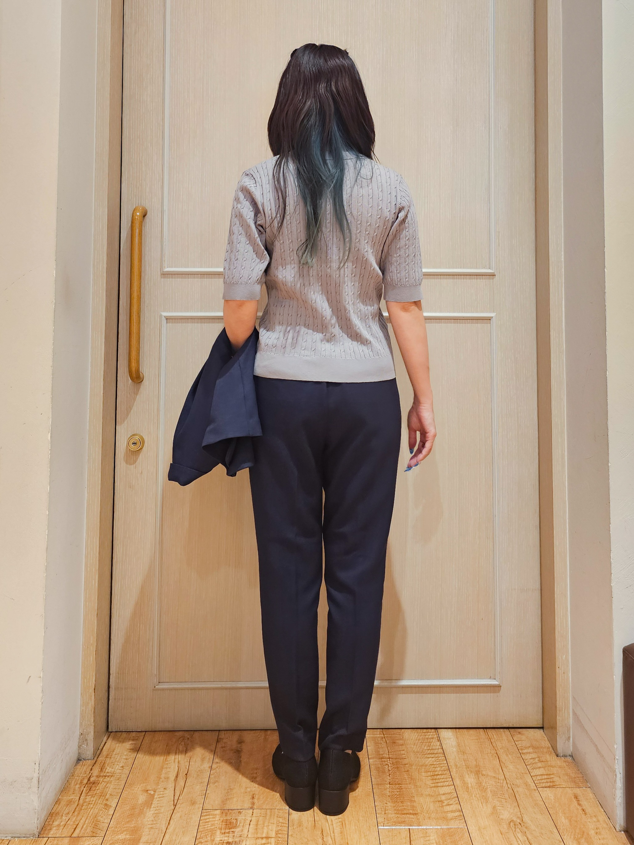 ゆゆさんの「SHOO･LA･RUE｜【セットアップ可/通勤/洗濯機可/SS-LL】オンオフ使える ダブルブレストジャケット」を使ったコーディネート