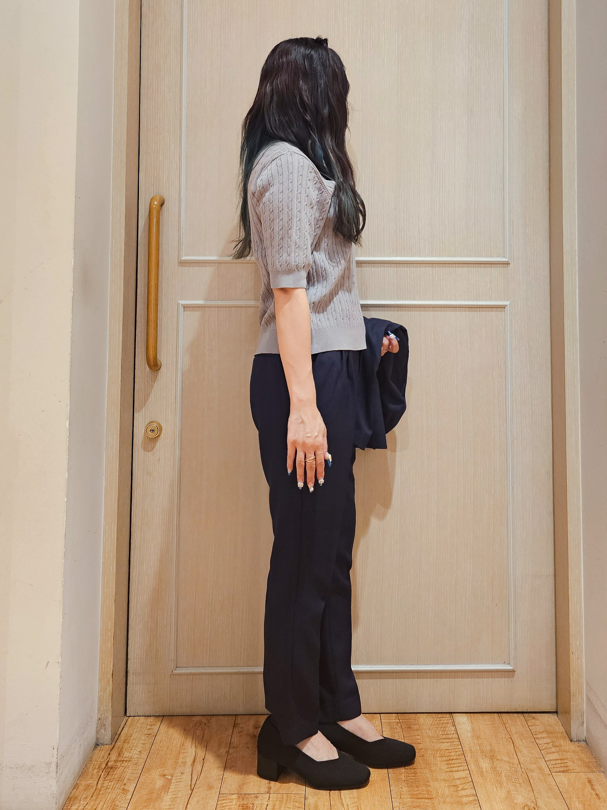 ゆゆさんの「SHOO･LA･RUE｜【セットアップ可/通勤/洗濯機可/SS-LL】オンオフ使える ダブルブレストジャケット」を使ったコーディネート