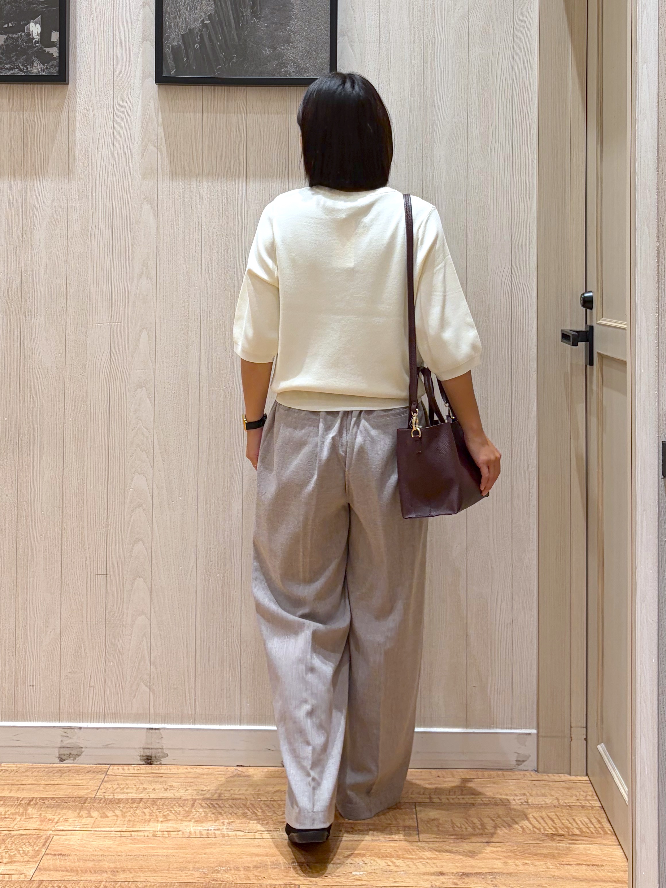 shirayuuuさんの「SHOO･LA･RUE｜【ガンガン洗える/UV/毛玉になりにくい】二の腕見せない 5分袖ニット」を使ったコーディネート