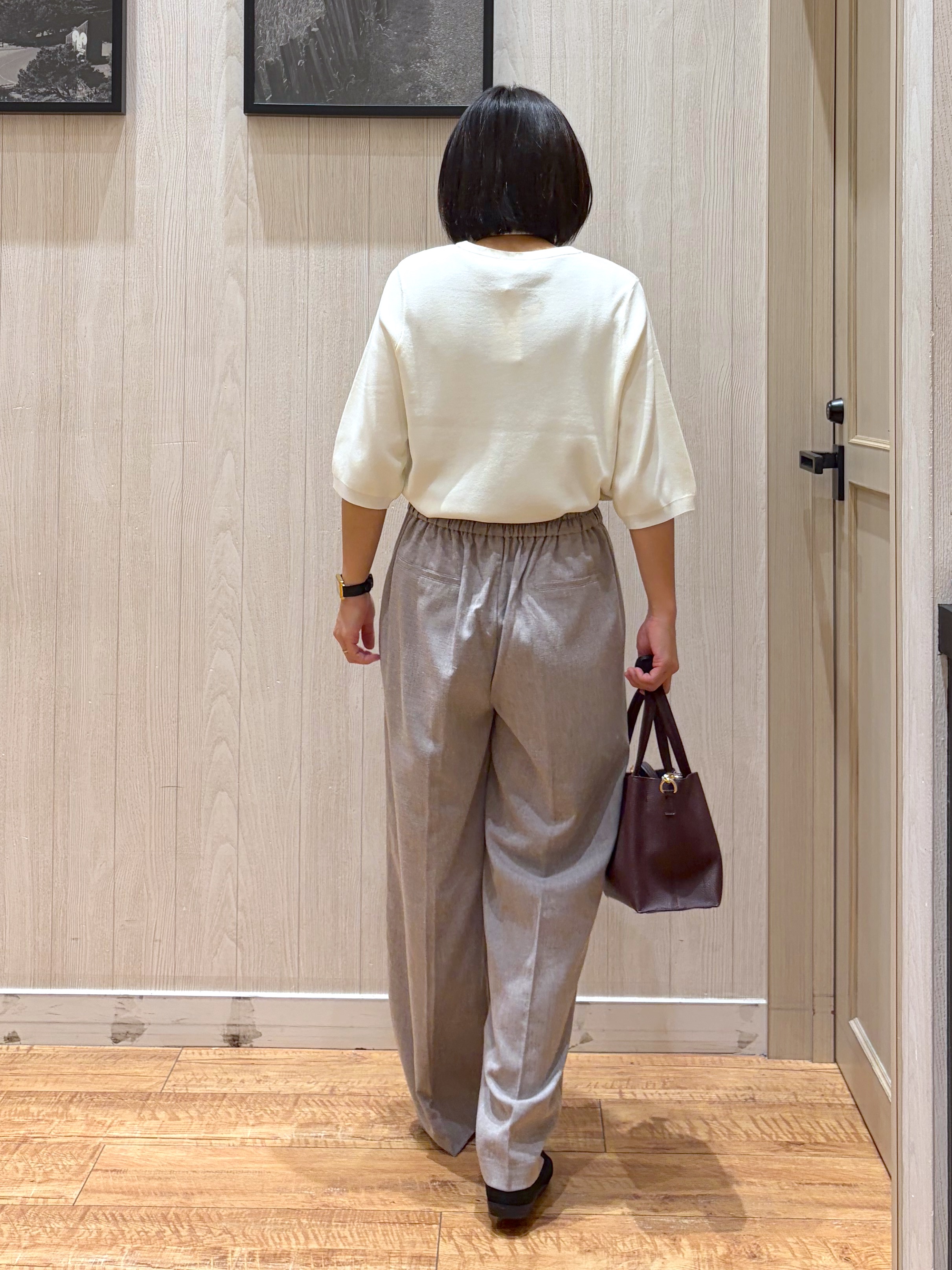 shirayuuuさんの「SHOO･LA･RUE｜【ガンガン洗える/UV/毛玉になりにくい】二の腕見せない 5分袖ニット」を使ったコーディネート