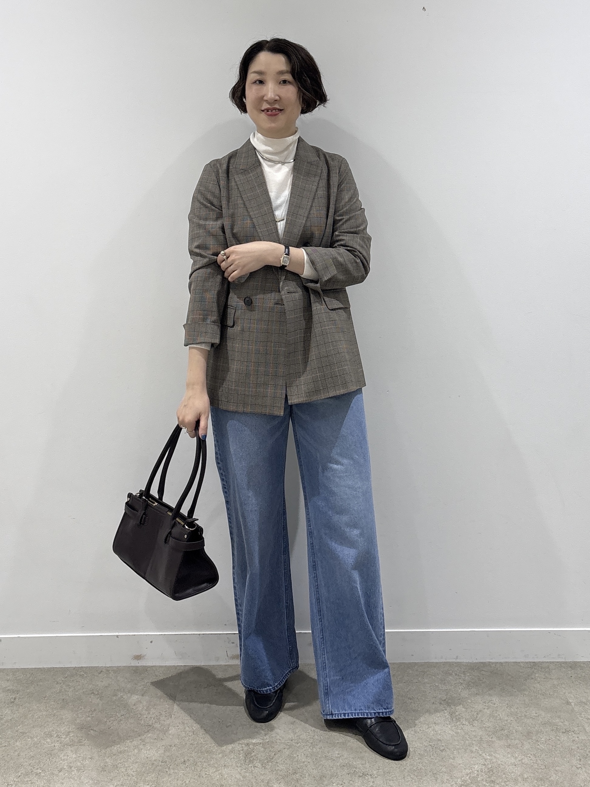 yuriさんの「INDIVI｜【洗濯機OK／ストレッチ◎】秋はじめのダブルジャケット」を使ったコーディネート