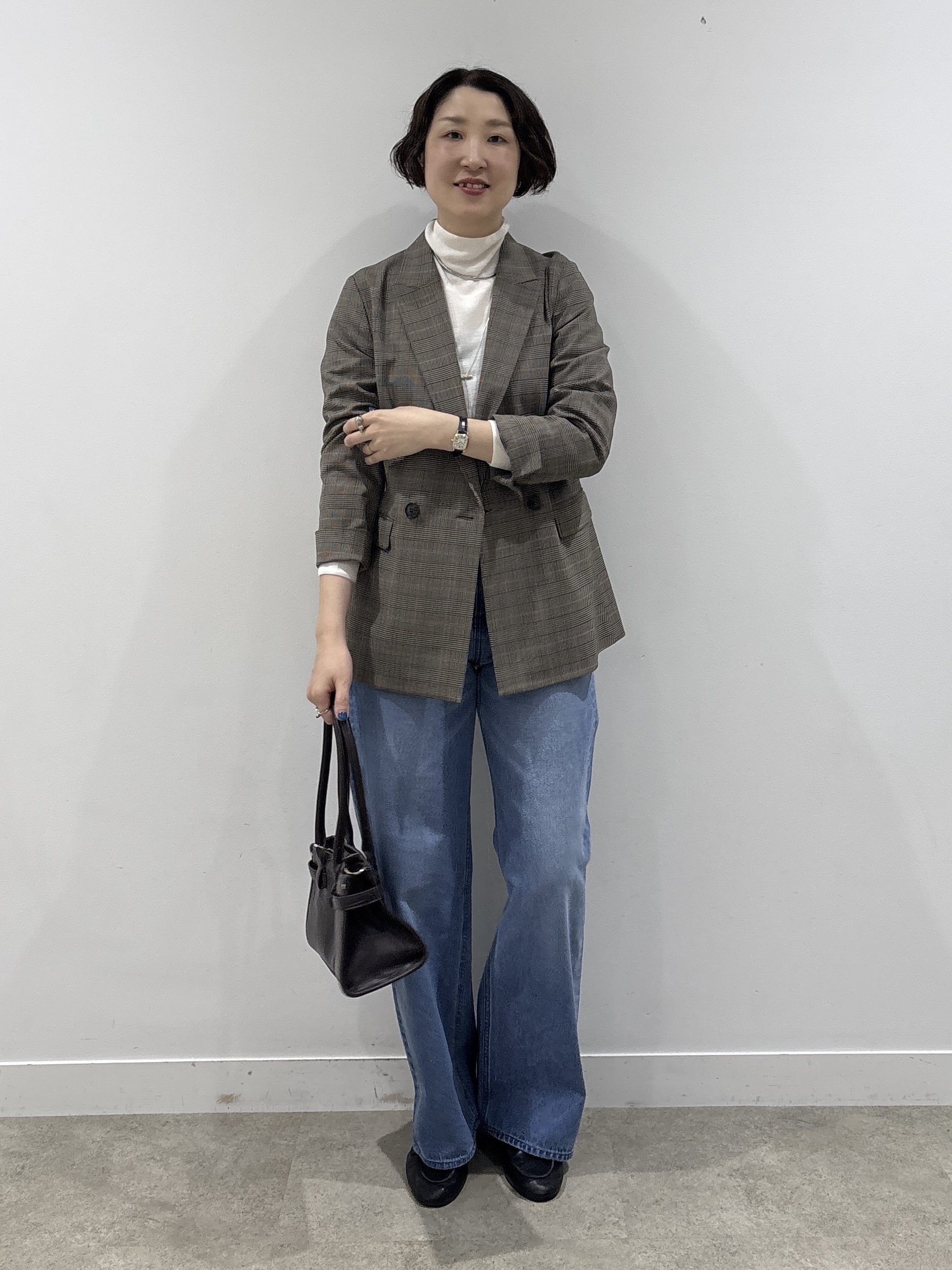 yuriさんの「INDIVI｜【洗濯機OK／ストレッチ◎】秋はじめのダブルジャケット」を使ったコーディネート