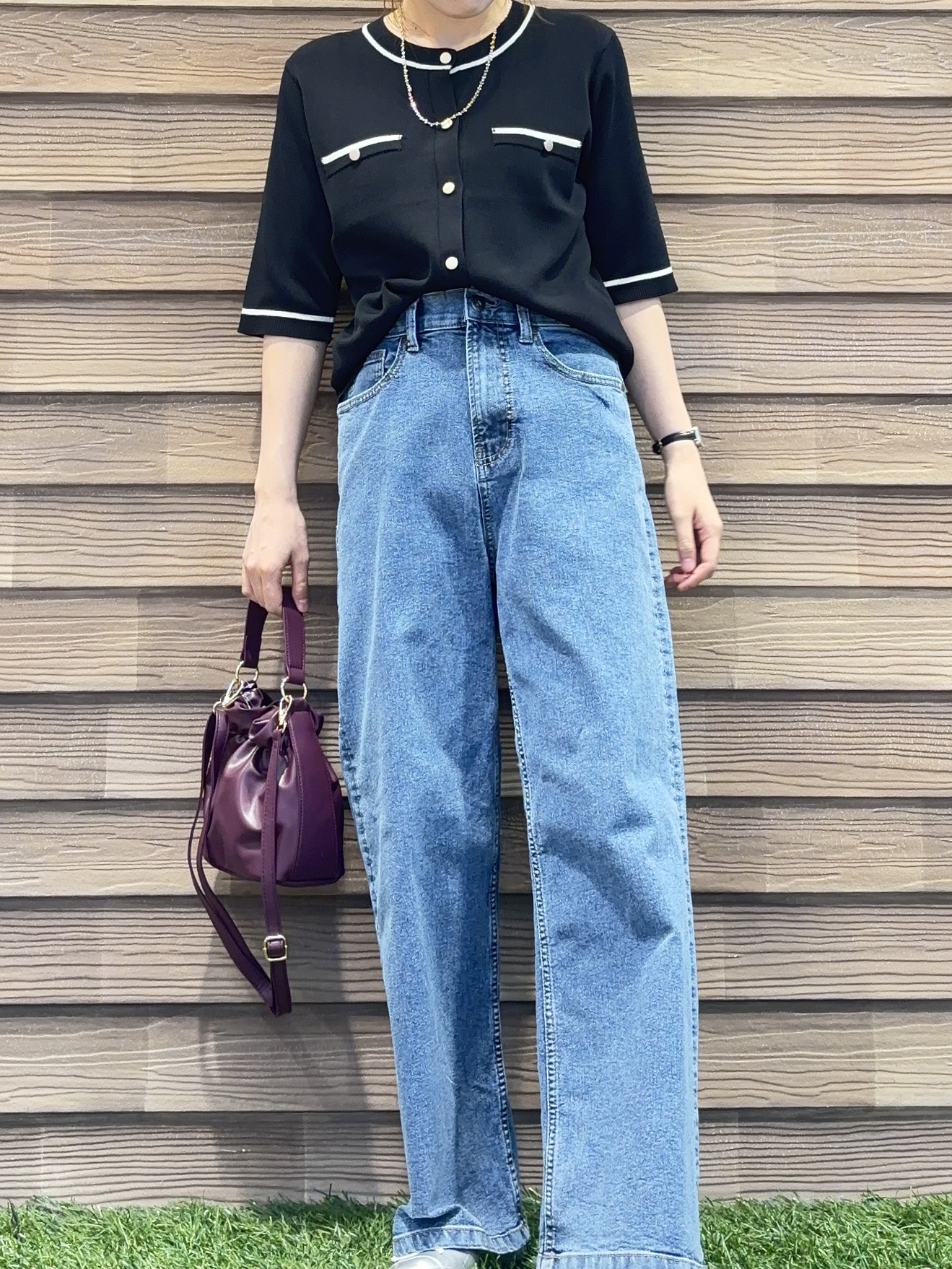 himiさんの「SHOO･LA･RUE｜【UV/S-LL/洗濯機可】毛玉になりにくい 配色5分袖カーディガン」を使ったコーディネート